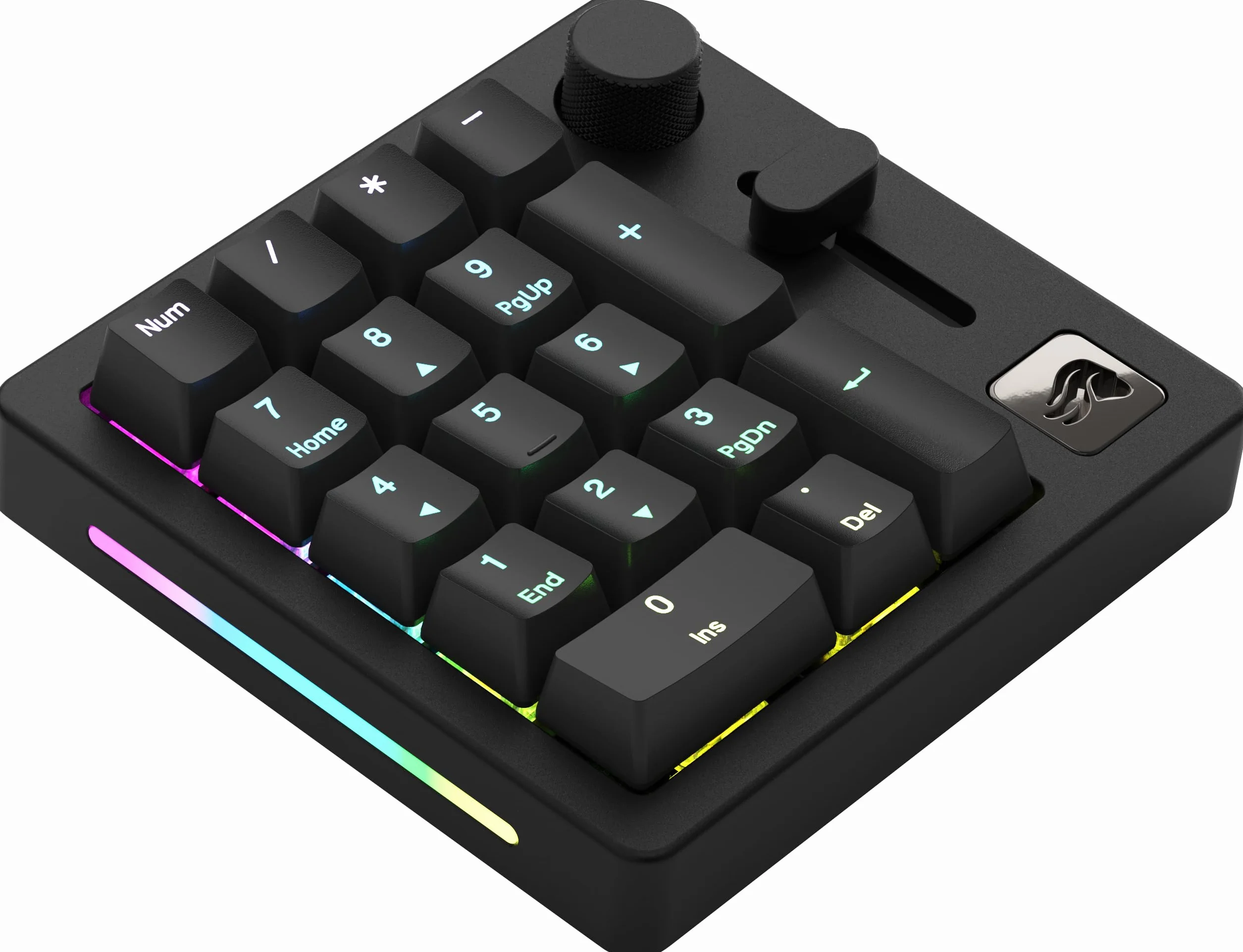 Glorious Gaming GMMK – przewodowo lub bezprzewodowo (Bluetooth), aluminium, suwak do konfiguracji i gałka do obrotów, RGB, 18x ABS doubleshoot – Czarny