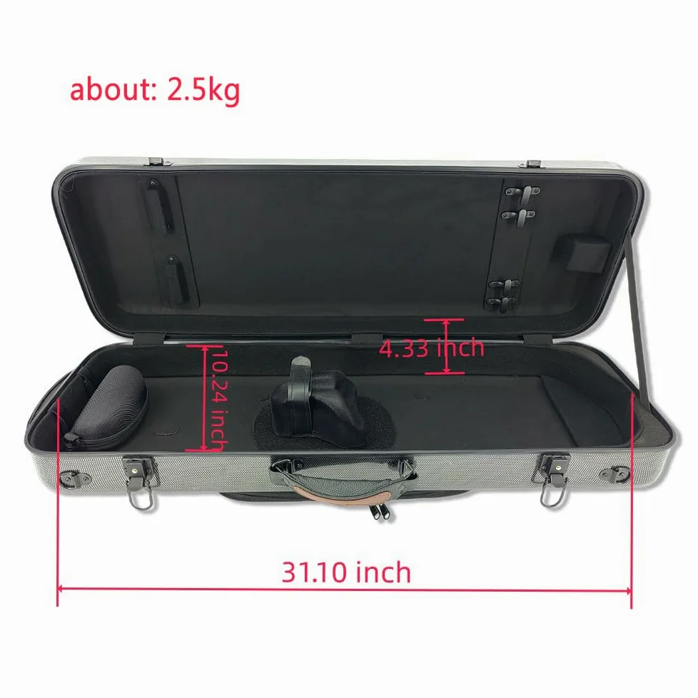 Etui na altówkę z zamkiem, prostokątne pudełko z włókna węglowego na 15-43 cm regulowane, lekkie, regulowane paski, wodoodporne trwałe (czarne)