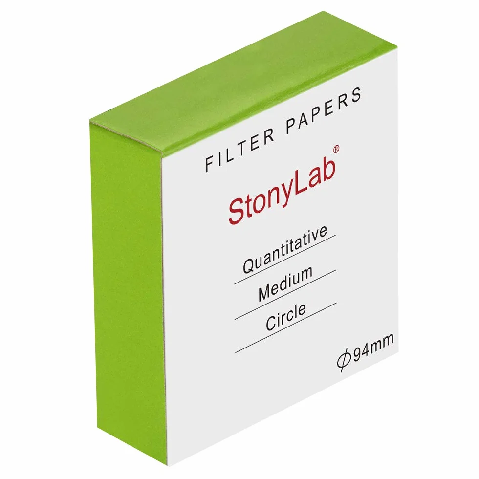 StonyLab ilościowe koła papieru filtrującego, średnica 94 mm papier filtrujący z 20 mikronami zatrzymywania cząstek średniej prędkości filtracji, opakowanie 100