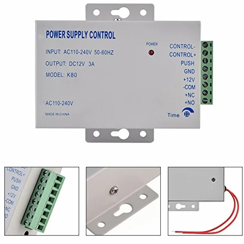 Zasilacz dostępu do drzwi, wejście AC110 V-240 V, wyjście DC 12 V, 3 A, 30 W, kontroler zasilania do systemu kontroli dostępu do drzwi