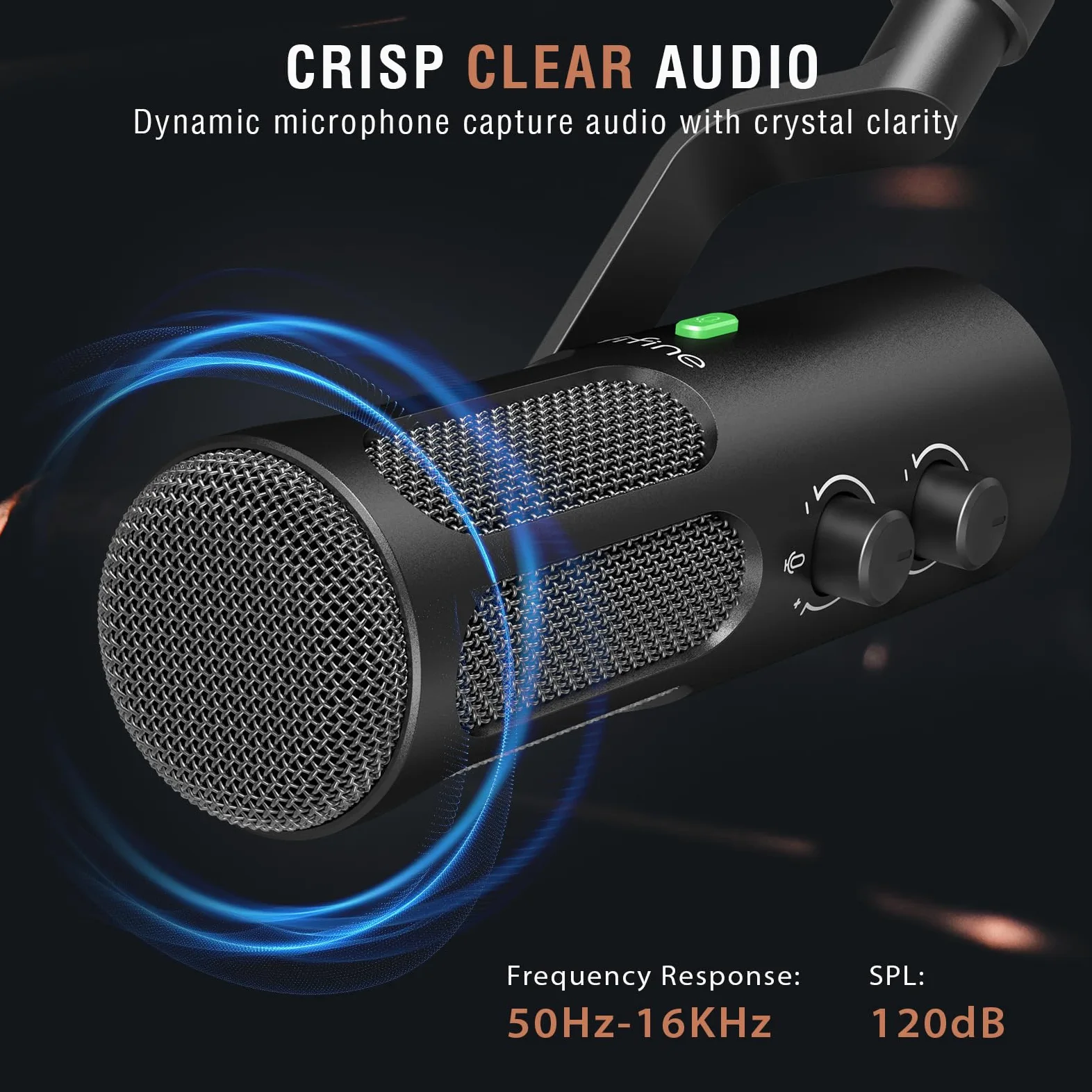 FIFINE Dynamiczny mikrofon XLR do nagrań studyjnych, podcastów, streamingu, transmisji i voice over, metalowy XLR/USB z wyciszaniem i gniazdem słuchawkowym dla miksera/komputera – AmpliTank Tank3