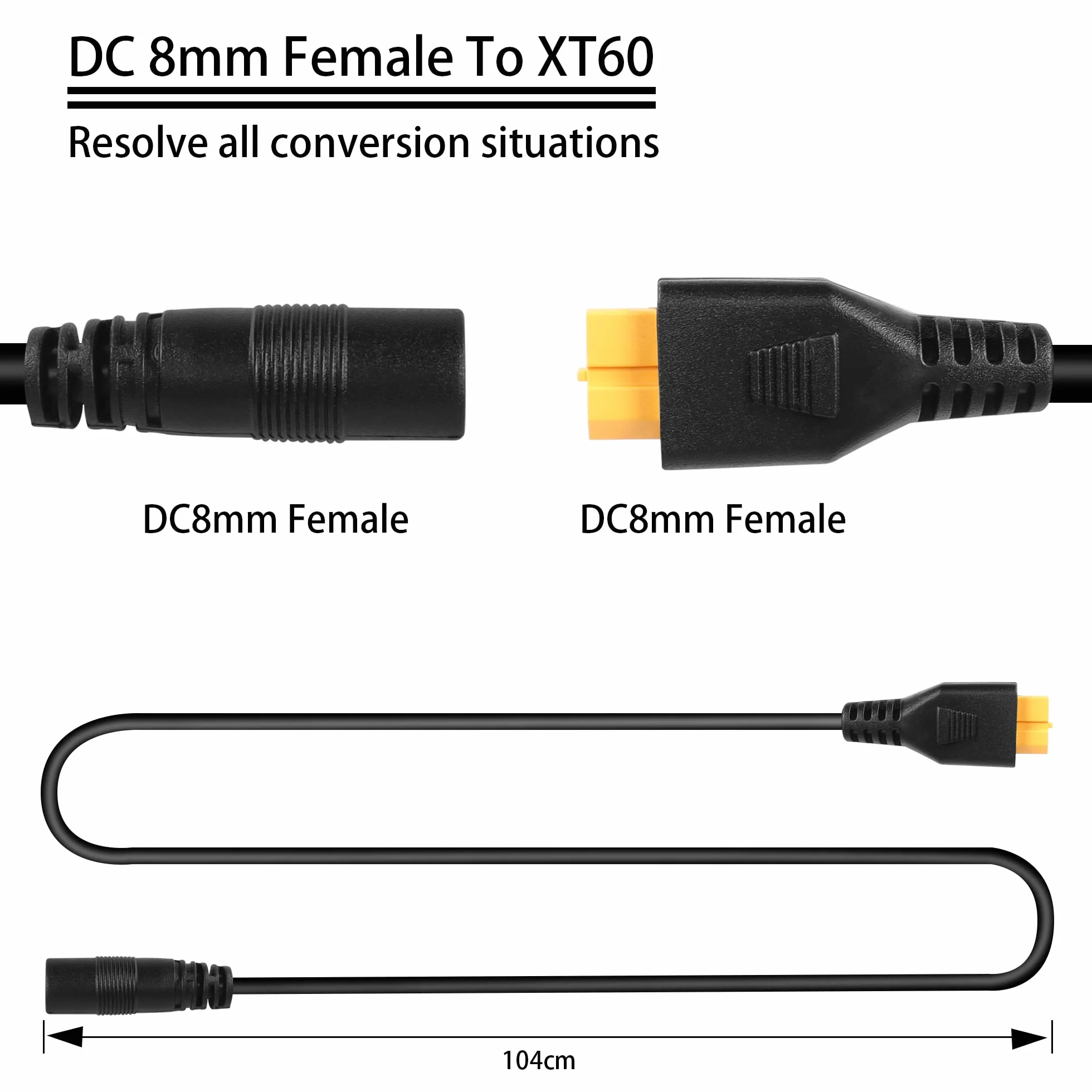 GELRHONR XT60 do DC 8 mm żeński kabel zasilający, 14AWG DC7909 do XT60 Złącze pociskowe do przenośnego centralnego generatora słonecznego i panelu słonecznego - 1 M/3,2 ft