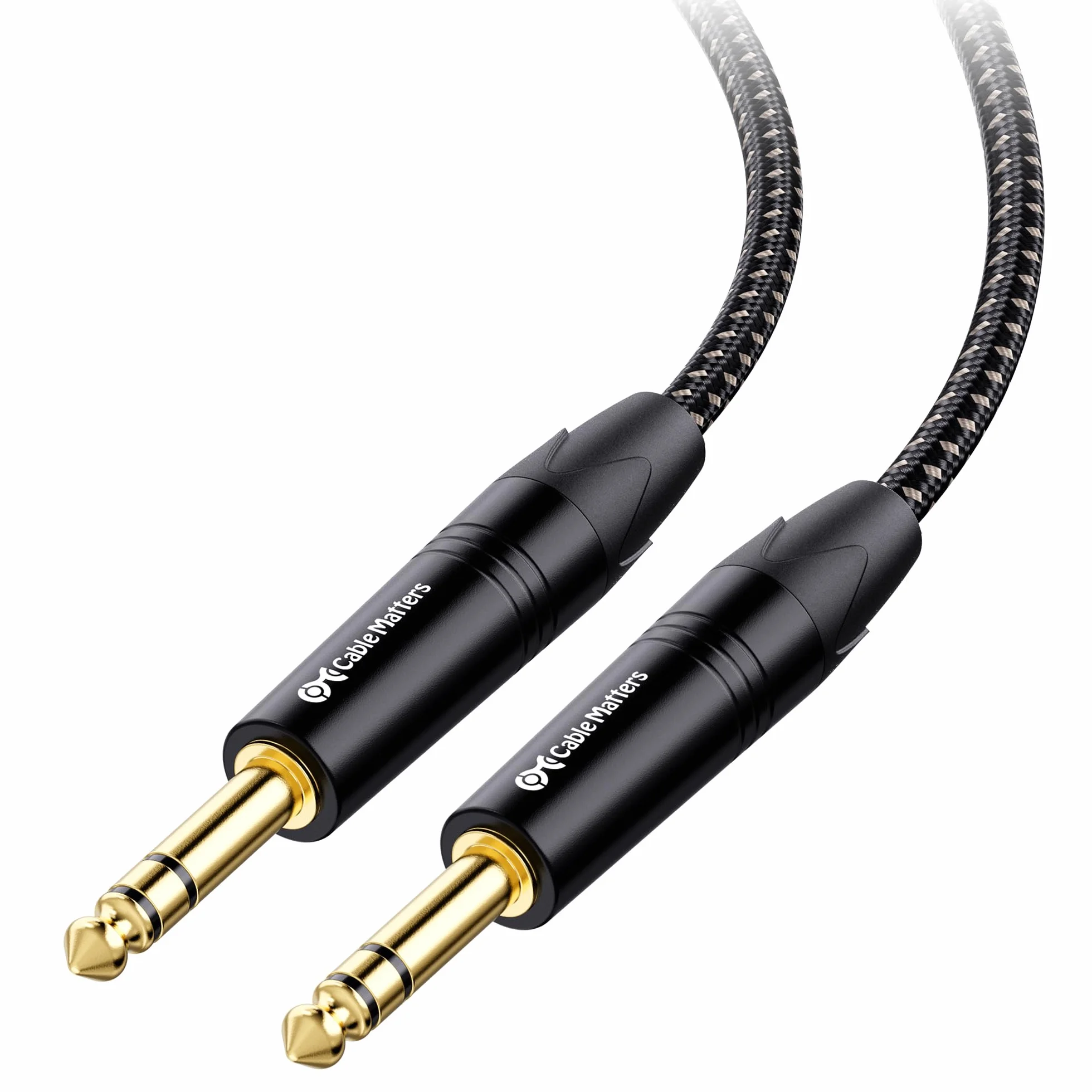 Cable Matters wysokiej jakości pleciony zbalansowany kabel TRS 1/4 cala, 1,8 m