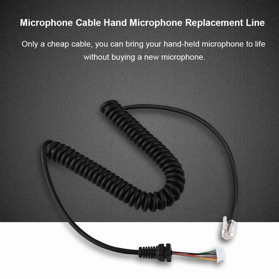 Vbestlife Kabel mikrofonowy do radia samochodowego Linia zamienna do mikrofonu ręcznego do MH-48A6J, FT-7800, FT-8800, FT-8900, FT-7100M, FT-2800M, FT-8900R