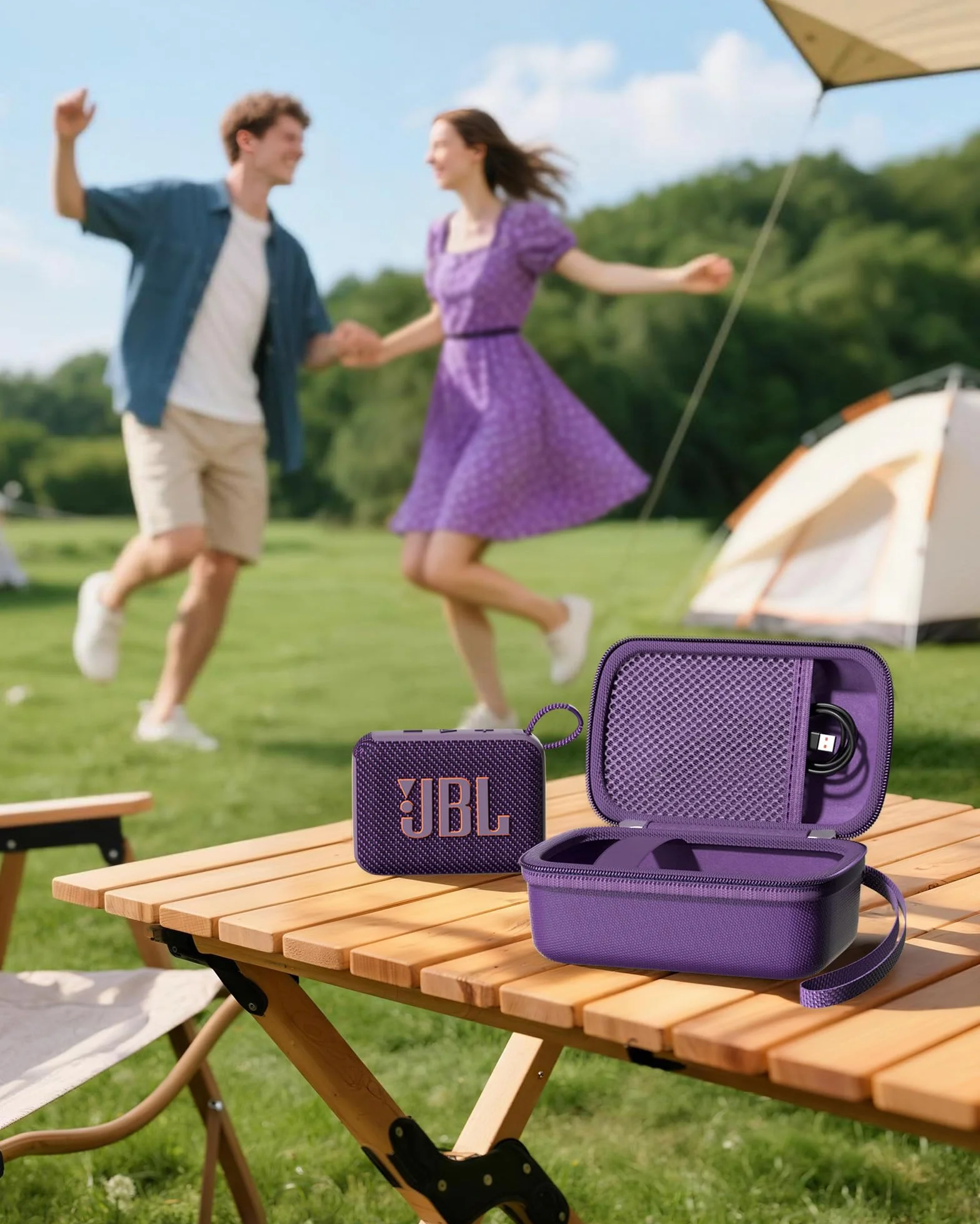 ProCase Twarde etui do JBL GO 4 / GO 3 / GO 3 Eco/GO 3 Ultra, przenośny futerał podróżny na głośnik Bluetooth, odporna na wstrząsy i zarysowania torba transportowa - fioletowy