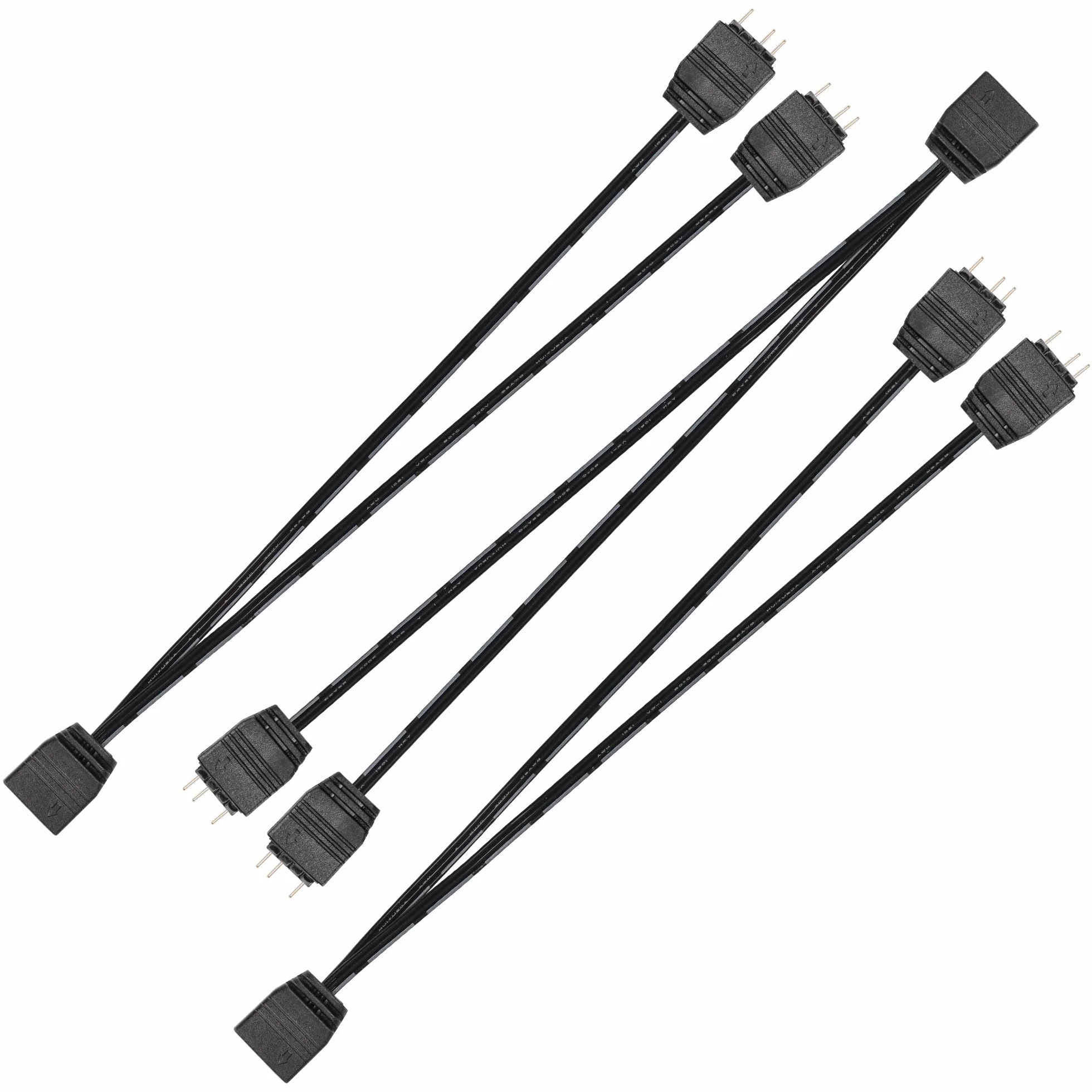 CERRXIAN 3 SZTUK 5V 3PIN ARGB Splitter Cable, 1 żeński do 2 portów męskich HUB Extension Connector Cable do taśm LED i wentylatorów ARGB