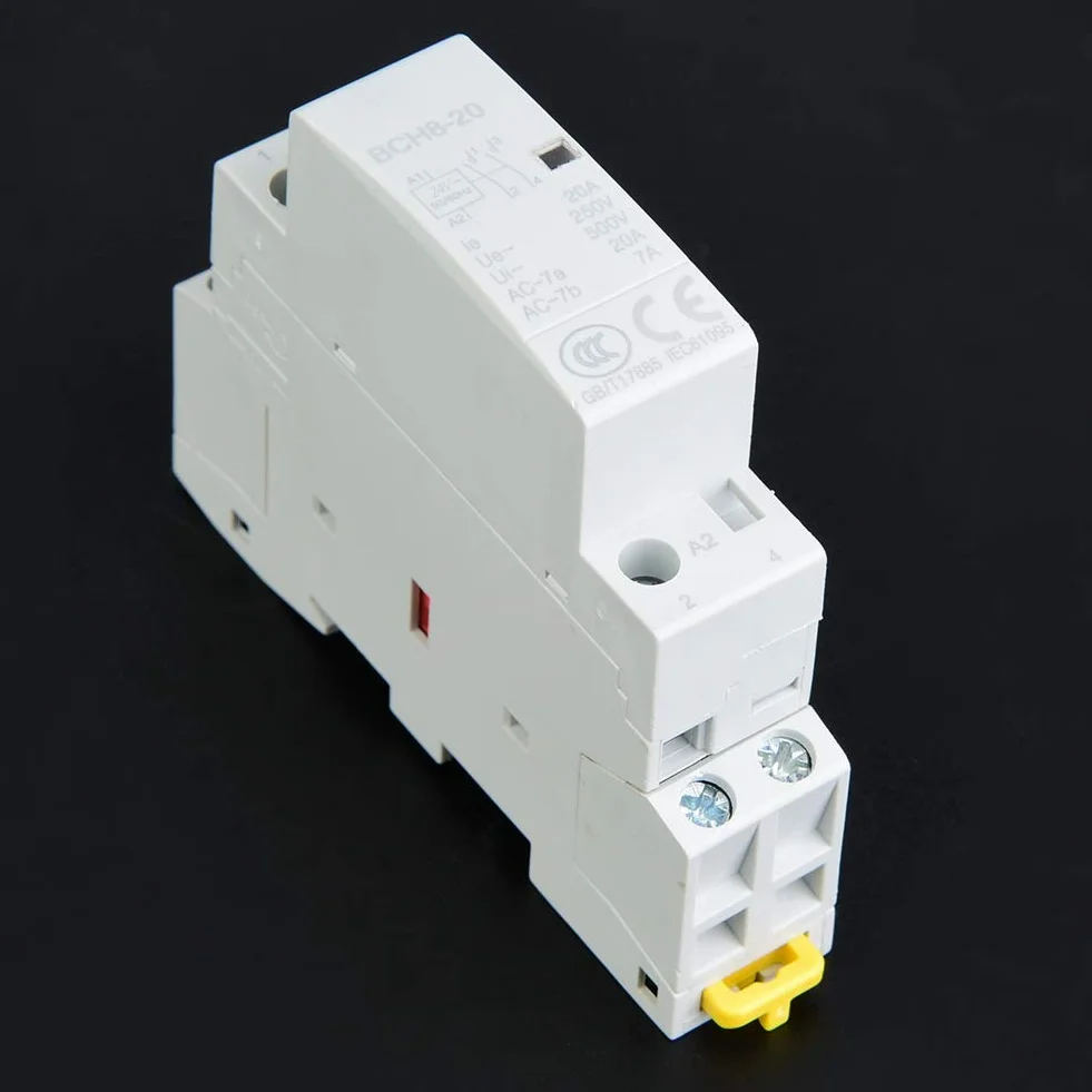 Przekaźnik 230V Suchy Styk Stycznik 2P 20A Domowy Stycznik Prądu Przemiennego do Montażu na Szynie Din elektryczność 1No 1Nc (220V 230V) (220V/230V)