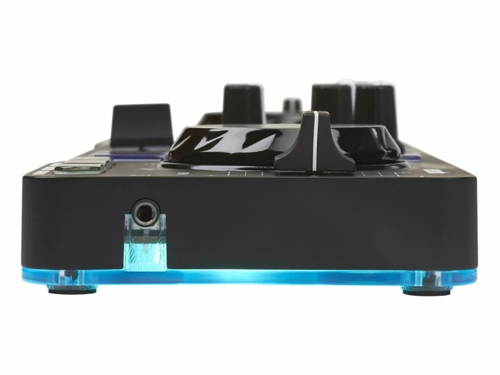 Hercules DJControl Starlight – Przenośny 2-kanałowy kontroler DJ z USB i 8 padami, z oprogramowaniem Serato DJ Lite, kompatybilny z PC i Mac