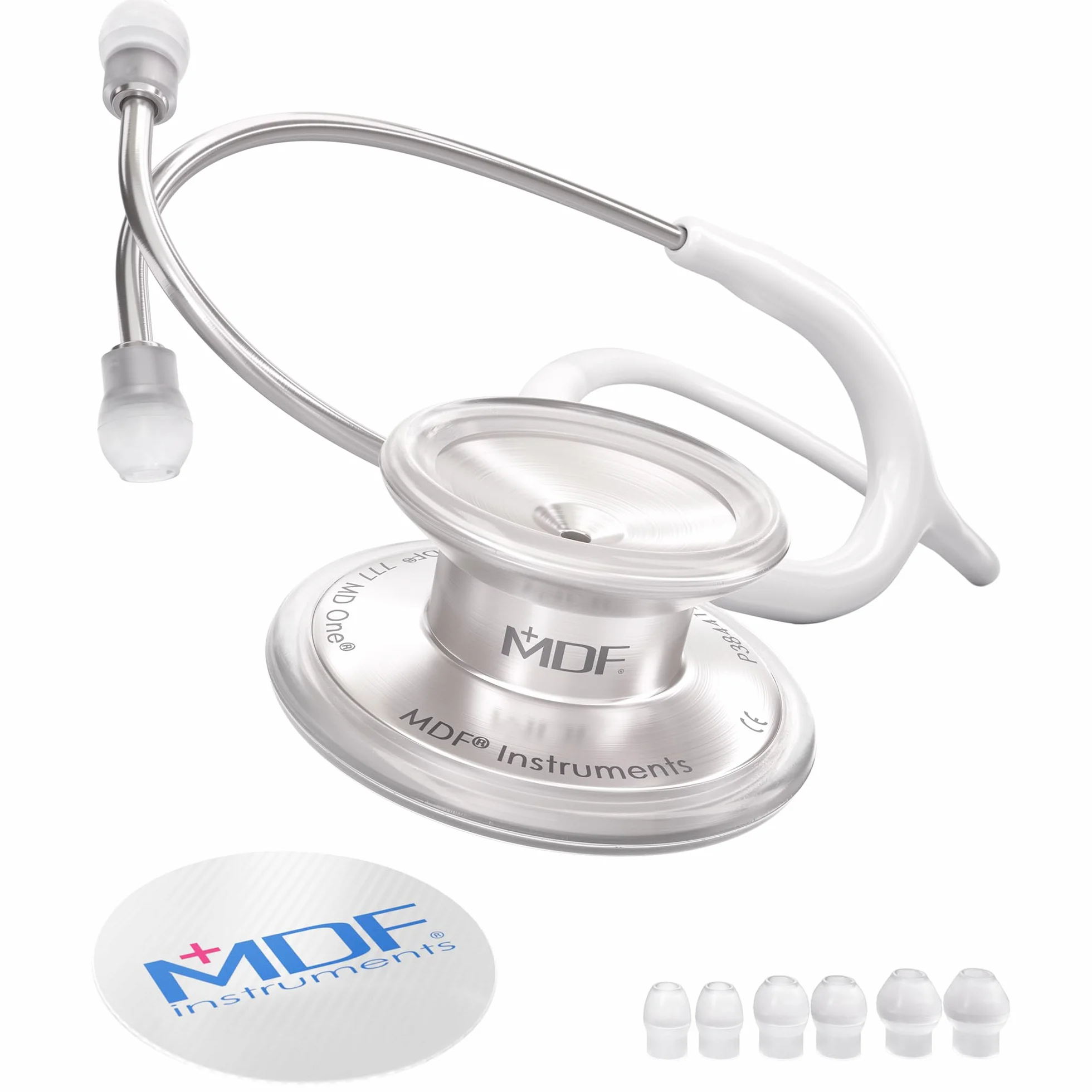 MDF® MD One® - stetoskop premium z dwoma głowicami ze stali nierdzewnej - gratis Parts-for-Life & dożywotnia gwarancja -biały (MDF777-29)