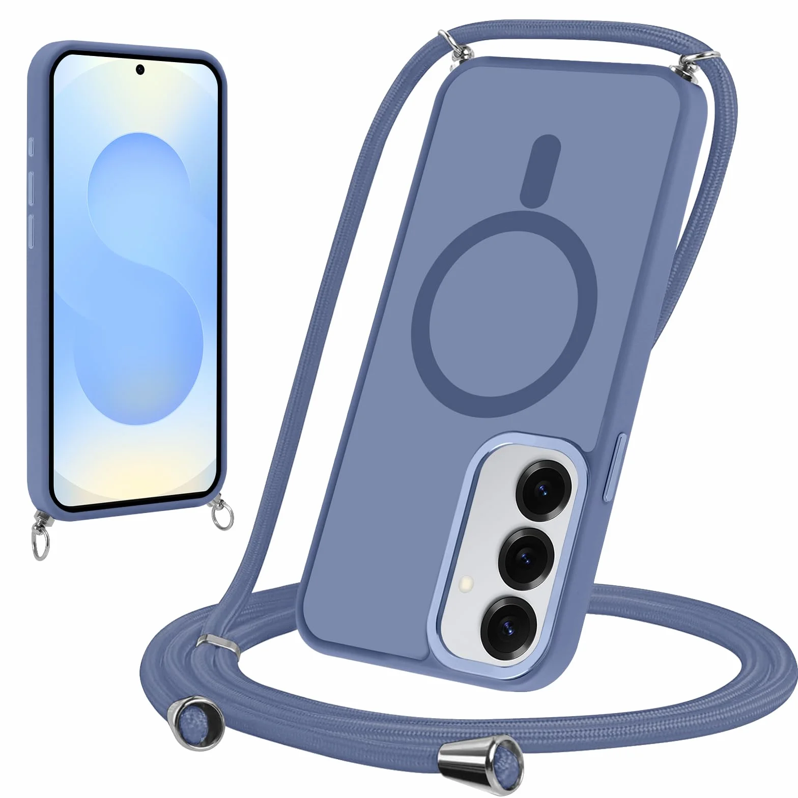 Yoedge Magnetyczne etui do Samsung Galaxy S25 5G 6,2 cala ze smyczą, kompatybilne z MagSafe, półprzezroczyste matowe etui PC cienkie TPU odporne na wstrząsy etui ochronne z paskiem na ramię sznur