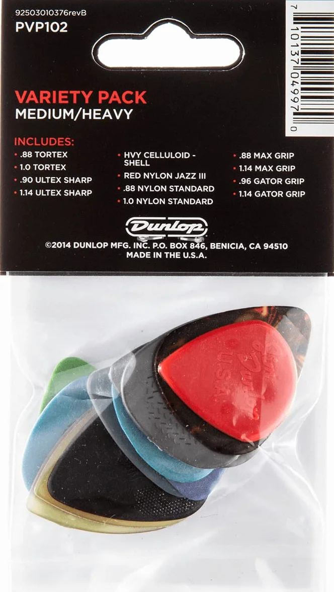 Jim Dunlop Pvp102 Kostki Gitarowe, Wielokolorowy, Średni/Ciężki
