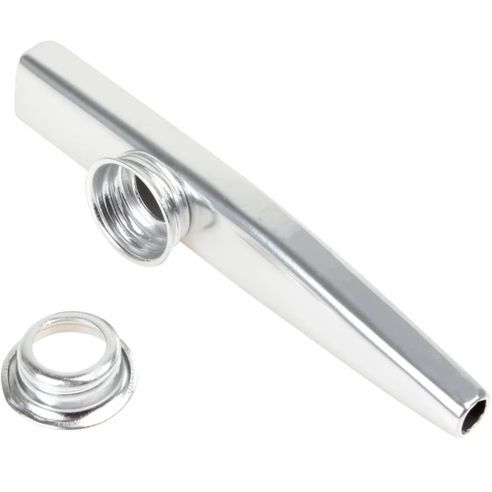 Alnicov kazoo metalowy, stop aluminium z 5 gwizdkami i ładnym pudełkiem na instrumenty muzyczne, ukulele, dla partnera gitary (srebrny)
