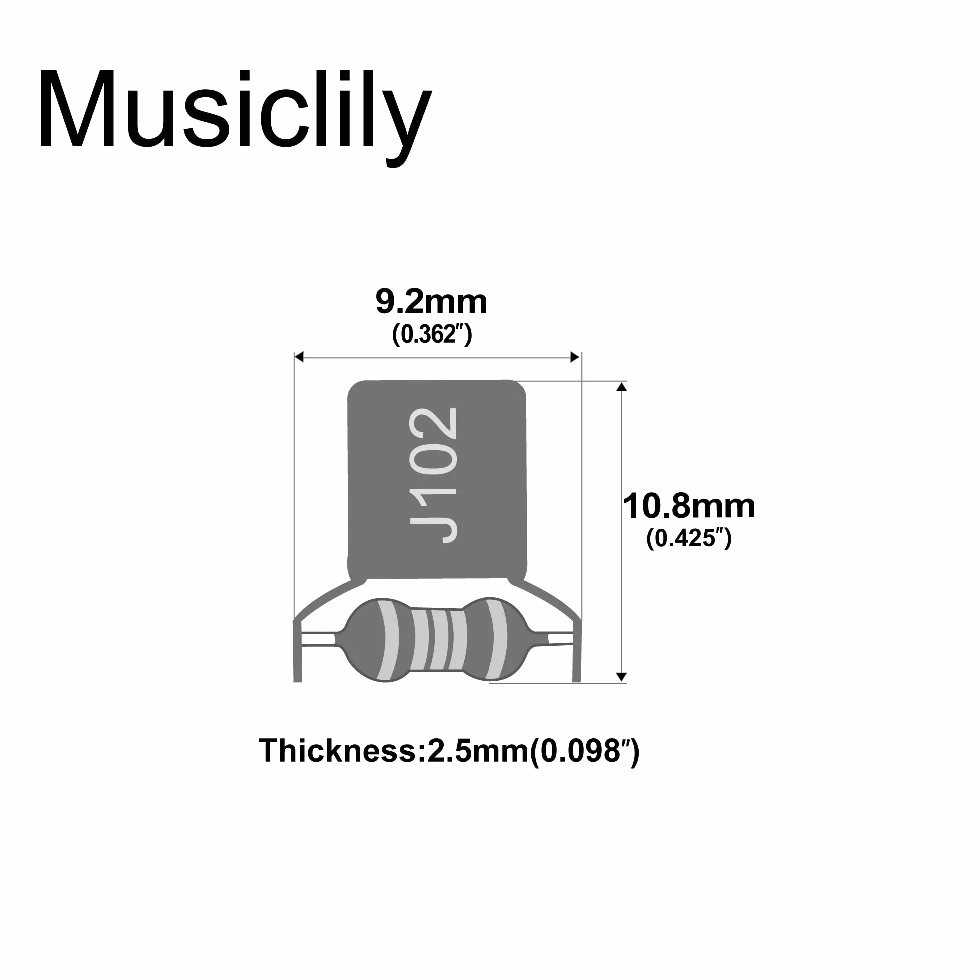 Musiclily Pro Treble Bleed Mod z Japan NISSEI Polypropylen Film/Foil Kondensator i Rezystor do Gitary Elektrycznej Basowej 0,001uF+150K