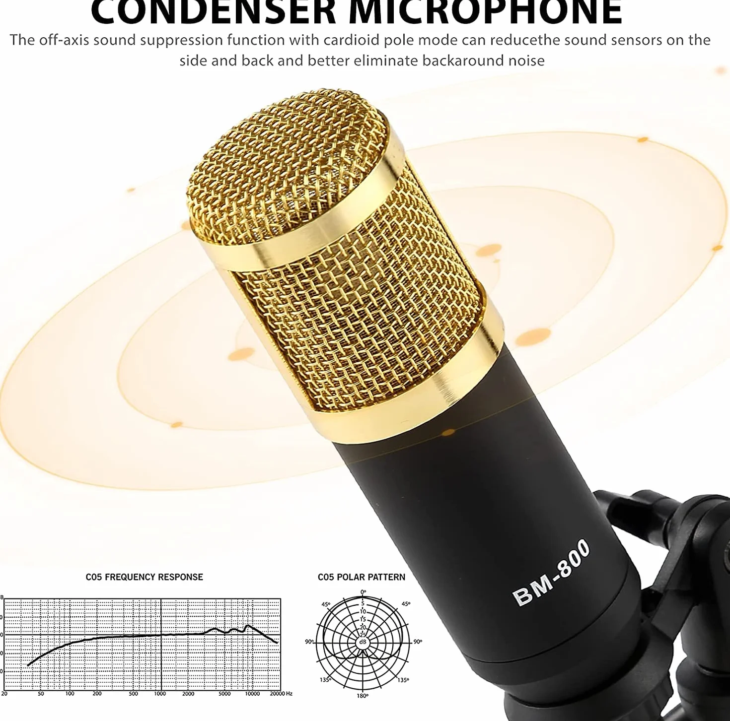 ALLWIN Mikrofon strumieniowy, zestaw startowy do podcastów USB Cardioid Condenser Soundboard Zestaw miksera audio z pakietem karty dźwiękowej do przesyłania strumieniowego/podcastów/nagrywania