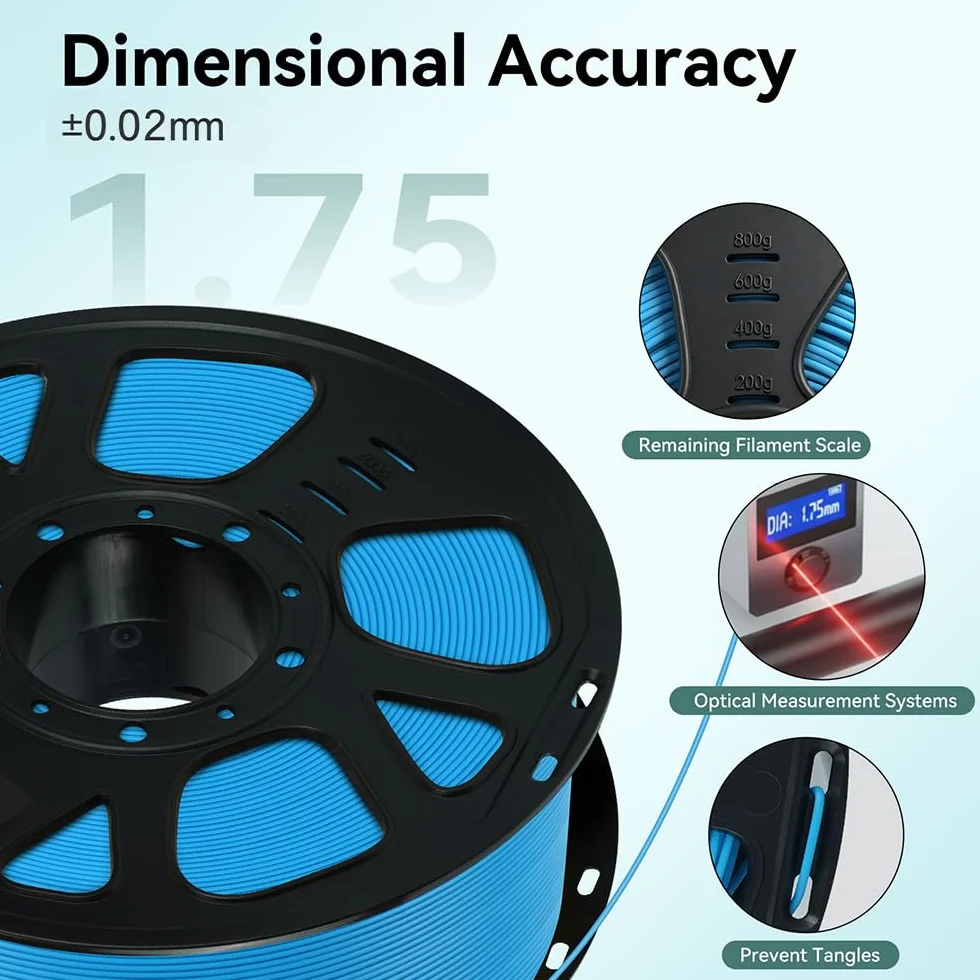 Kingroon Filament PLA 10 kg 1,75 mm, 10 szpul filamentu do drukarki 3D 1 kg, wielokolorowe opakowanie (czarny brązowy, szary, żółty, zielony, fioletowy, srebrny, błękitny, dynia, pomarańczowe drewno