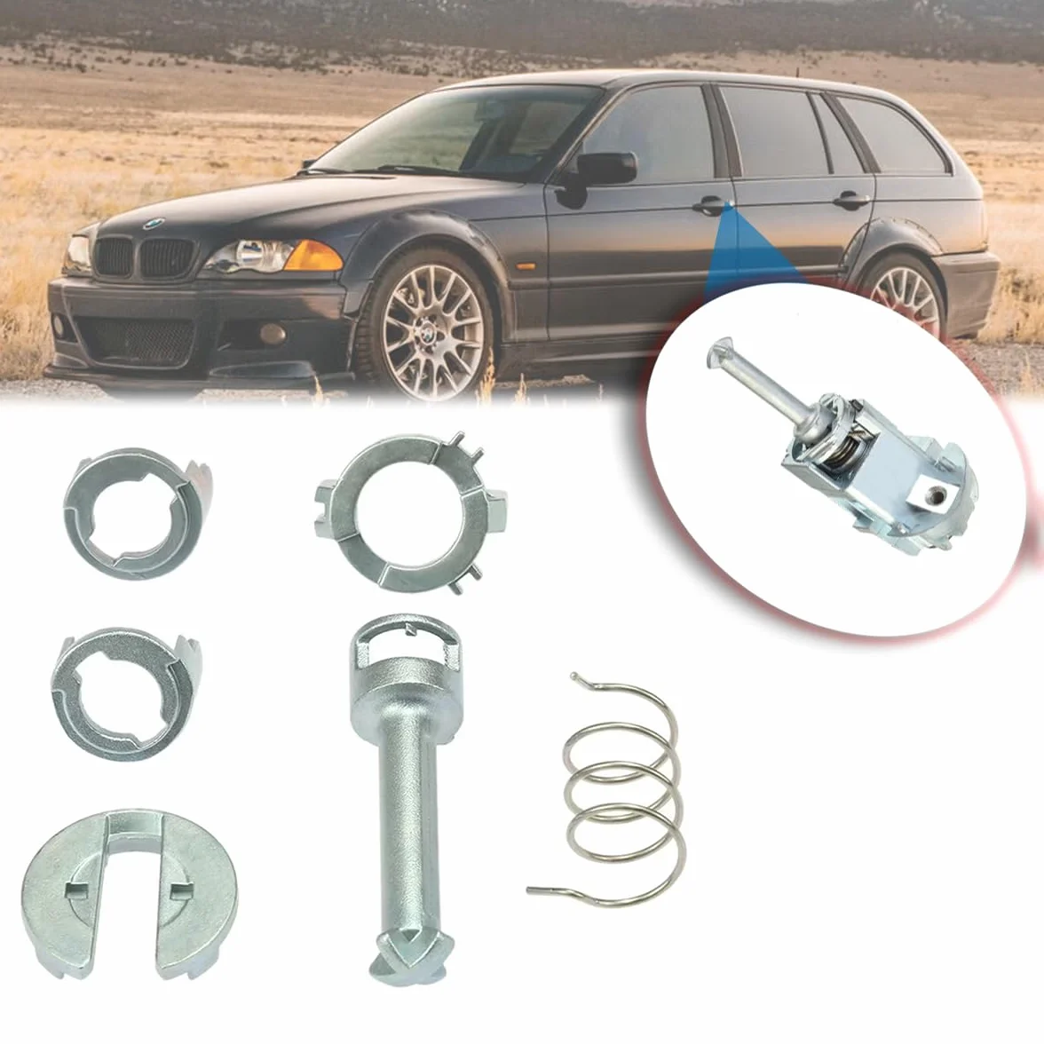 Zamek do drzwi, cylinder do drzwi, zestaw naprawczy cylinder zamka drzwi, cylinder, części zamienne przód lewy prawy do serii 3 E46 Sedan Touring Coupe Cabrio 19908-2005 51218244049