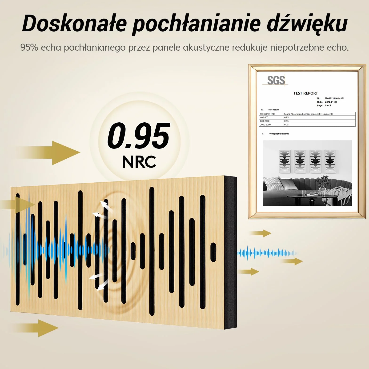 TONOR Panele Akustyczne z Forniru Drewnianego Samoprzylepne, 4 Sztuki 60x30x4,7 cm Panele Akustyczne Panele Scienne o Wyglądzie Drewna, Obróbki Akustycznej i Dekoracji Scian, Biuro, Drewno
