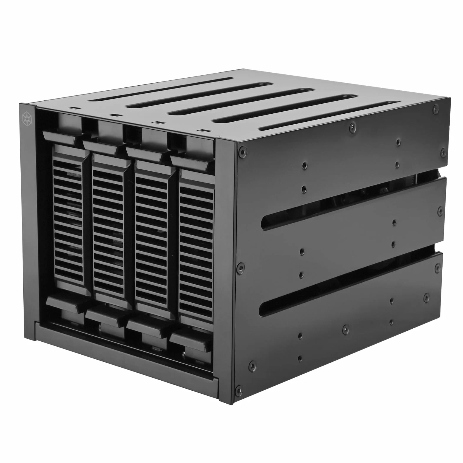 SilverStone Technology SST-FS304B-V, trzy kieszenie na urządzenia 5,25 cala na cztery 3,5-calowe gniazda SAS 12 G/SATA 6 Gbit/s z obsługą 9,5 mm Slim ODD