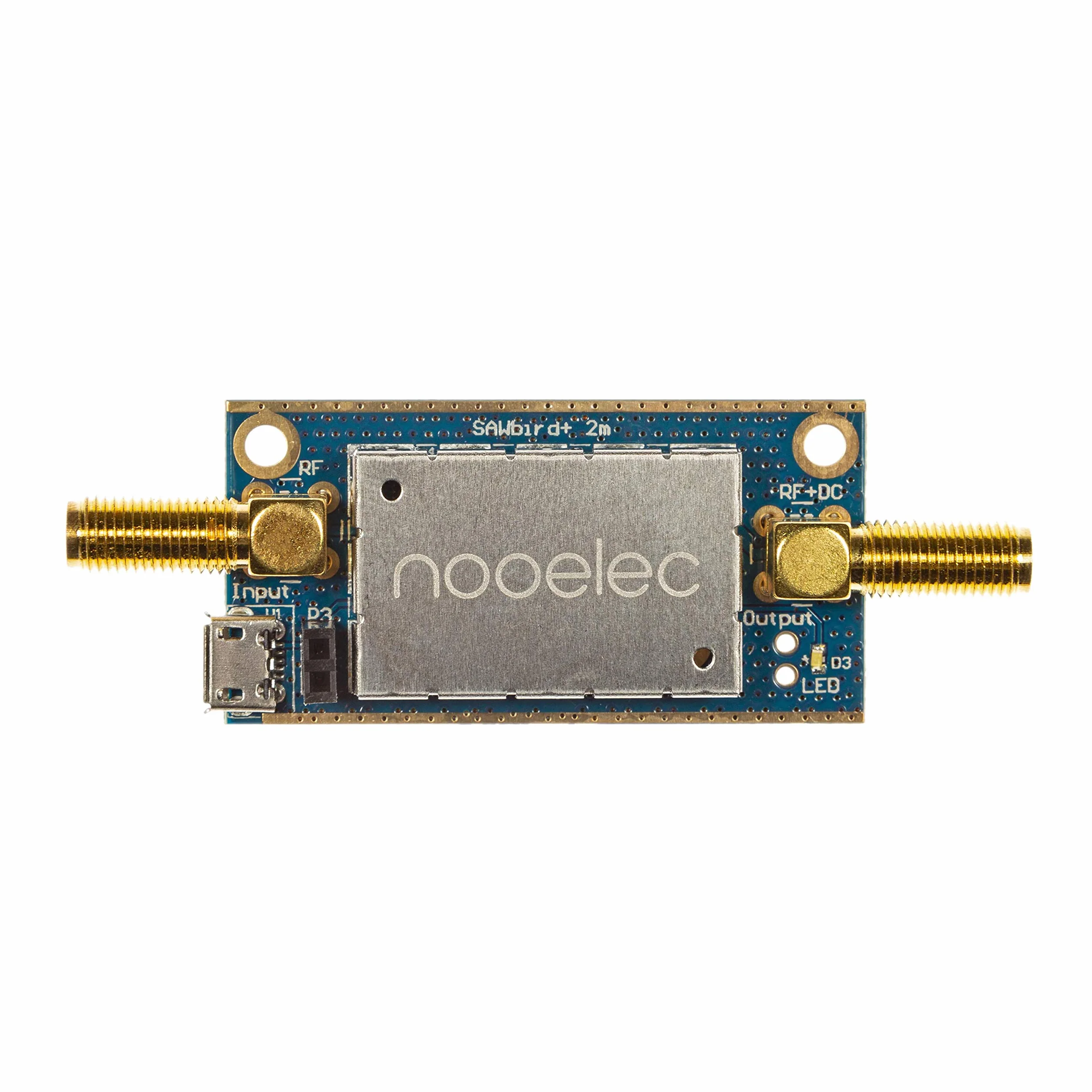 Nooelec SAWbird + 2 m barebones – wysokiej jakości podwójny wzmacniacz o bardzo niskim poziomie hałasu (LNA) i moduł filtra SAW do 2-metrowych zastosowań pasm radiowych amatorów. Częstotliwość