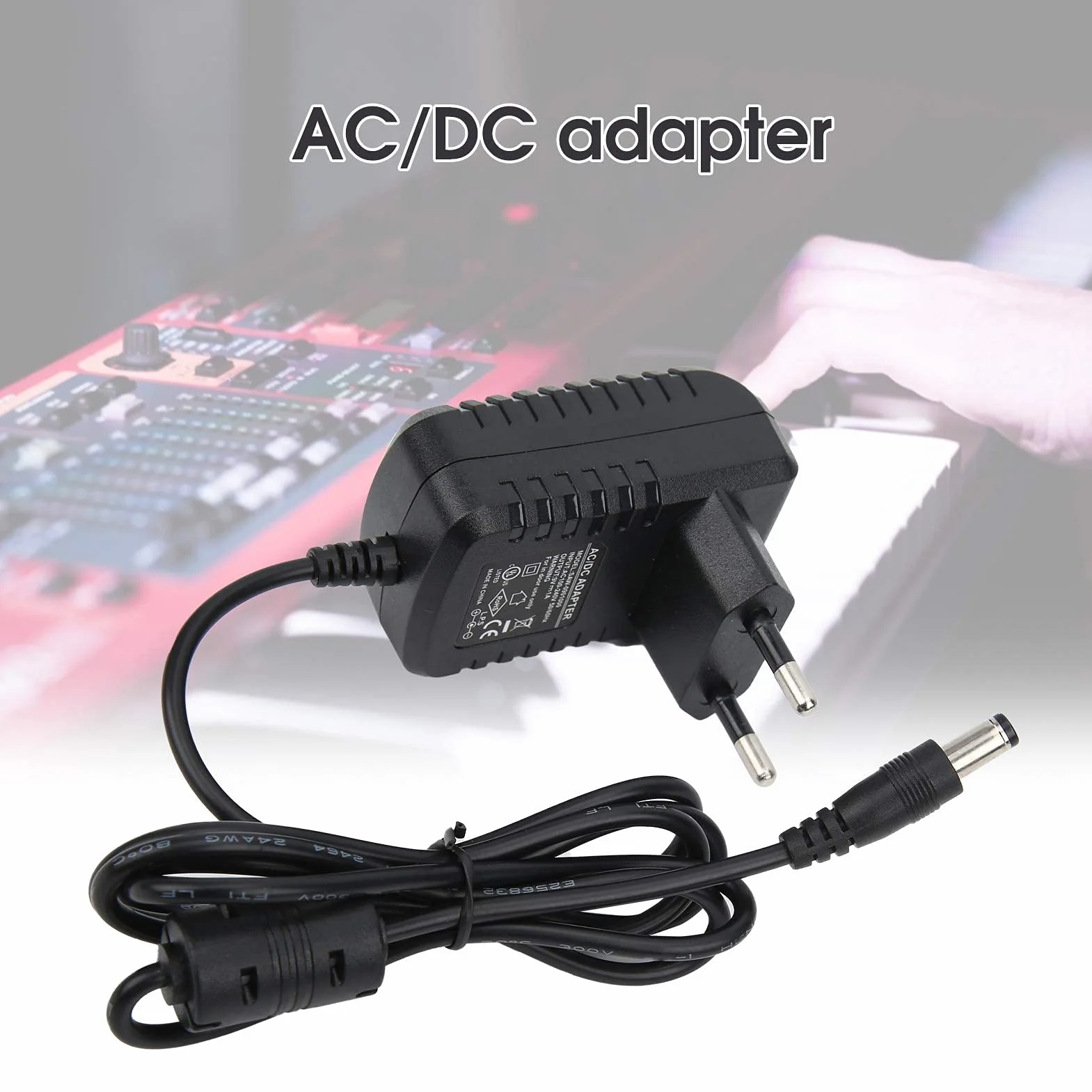 Zasilacz 9V 1A Kabel Zasilający 100-240V Ładowarka do Organów Elektrycznych Pedały Efektów Gitary Fortepianowej(EU Plug)