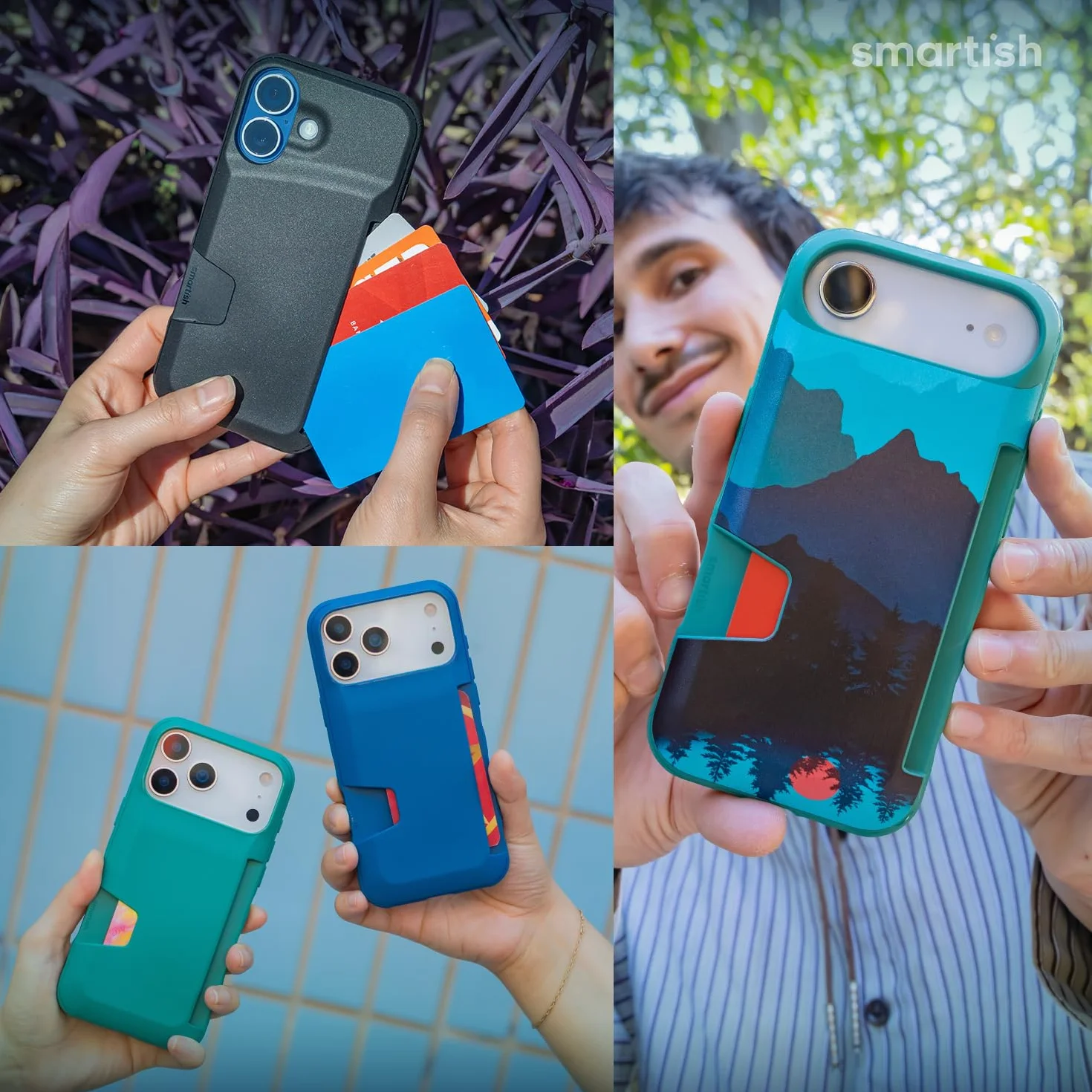 Smartish Etui portfelowe na iPhone'a 17 Pro - Wallet Slayer Vol. 1 [smukłe + ochronne] Etui na karty kredytowe - Testowane upadek z klapką ukryte etui na karty do Apple iPhone 17 Pro - bardzo kwiat