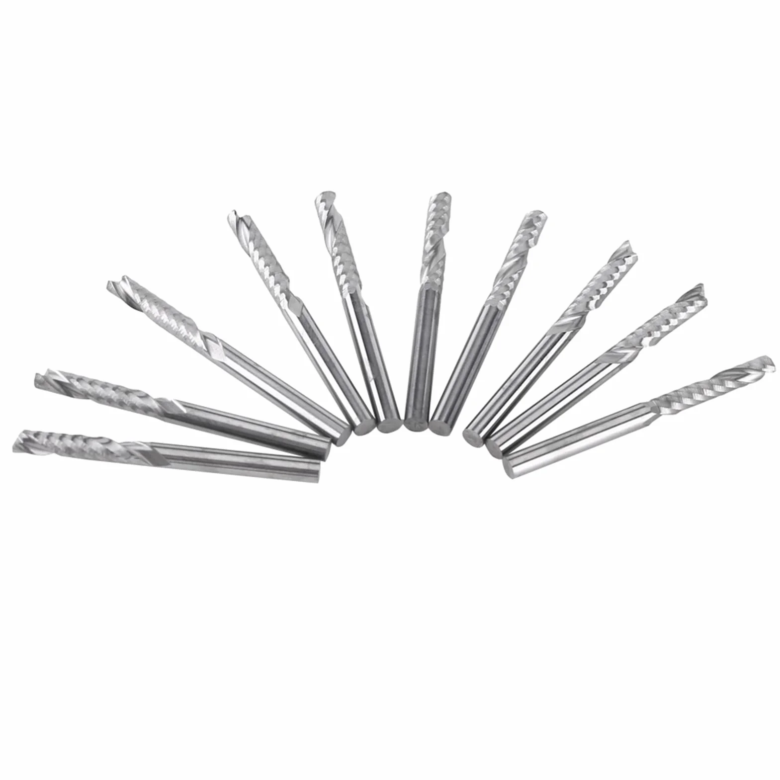 10 stücke Hartmetall Spiralfräser Set Einzel Flöte Fräser Bits CNC Fräser CNC Rotary Grate Set 4mm Schaft