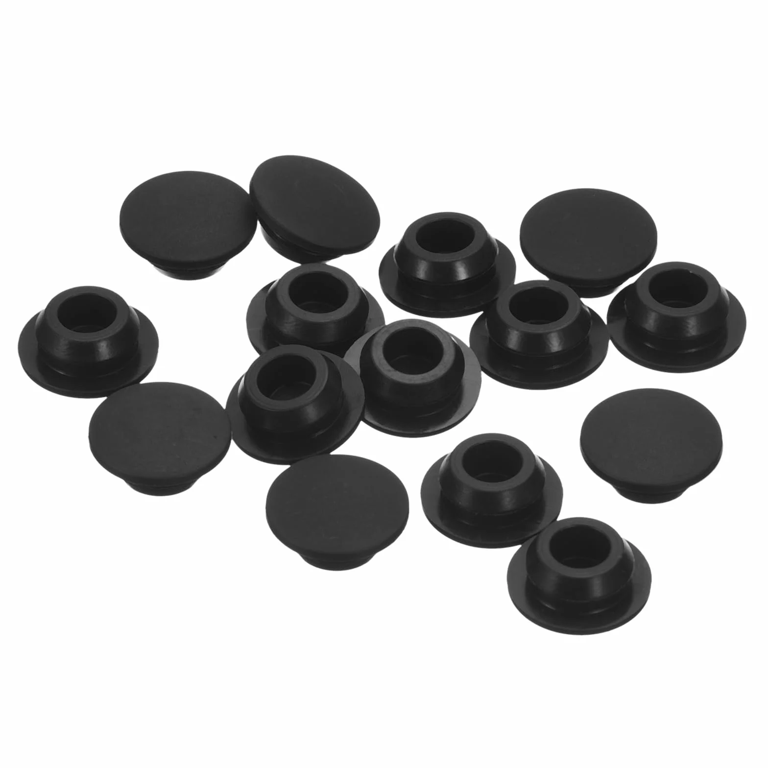 QUARKZMAN 15 sztuk silikonowych zatyczek, okrągłych gumowych zatyczek do wkręcania w otwory 10-10,5 mm, wodoodporne zatyczki do rur metalowych, końcówki meblowe, czarne wkładki
