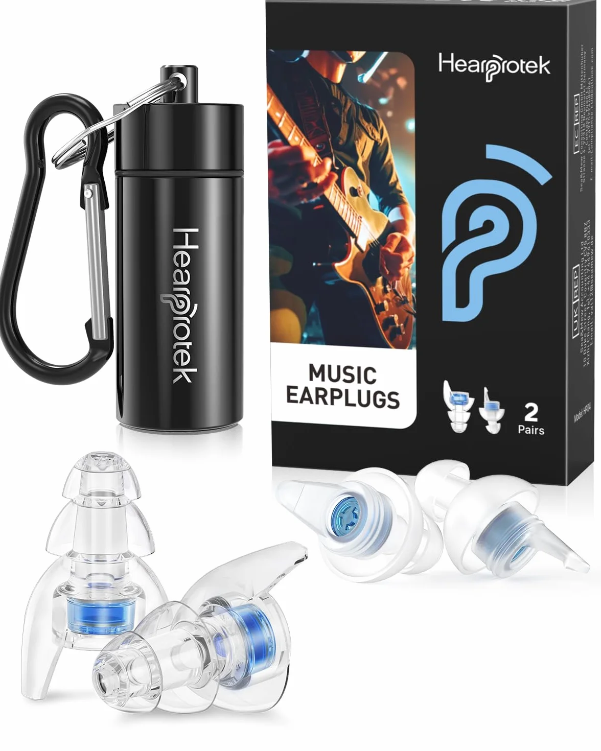 Hearprotek Hifi Koncert Zatyczki Do Uszu 20dB Zatyczki Ochrona Słuchu Dla Muzyków, Dj, Perkusistów, Perkusja, Festiwal, Klub Nocny (Niebieski)