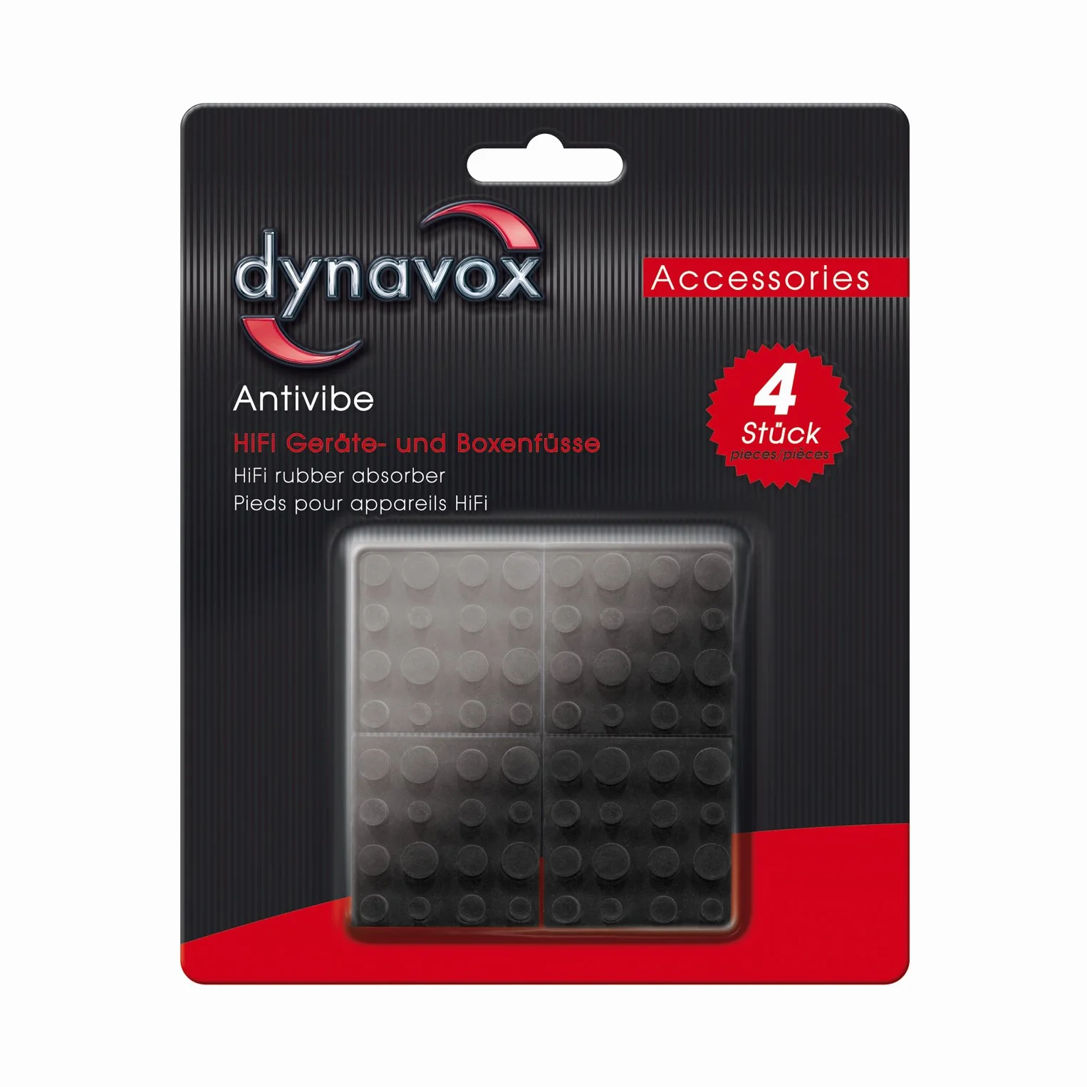 DynaVox 207470 Antivibe urządzenie i nóżki głośnikowe, gumowe, czarne, 40 mm, zestaw 4 szt