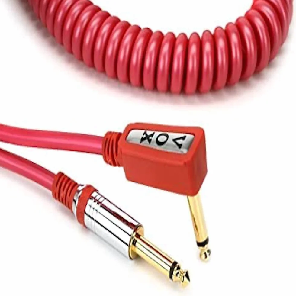 Vox VCC090RD 9 m zwijany kabel vintage czerwony z torbą