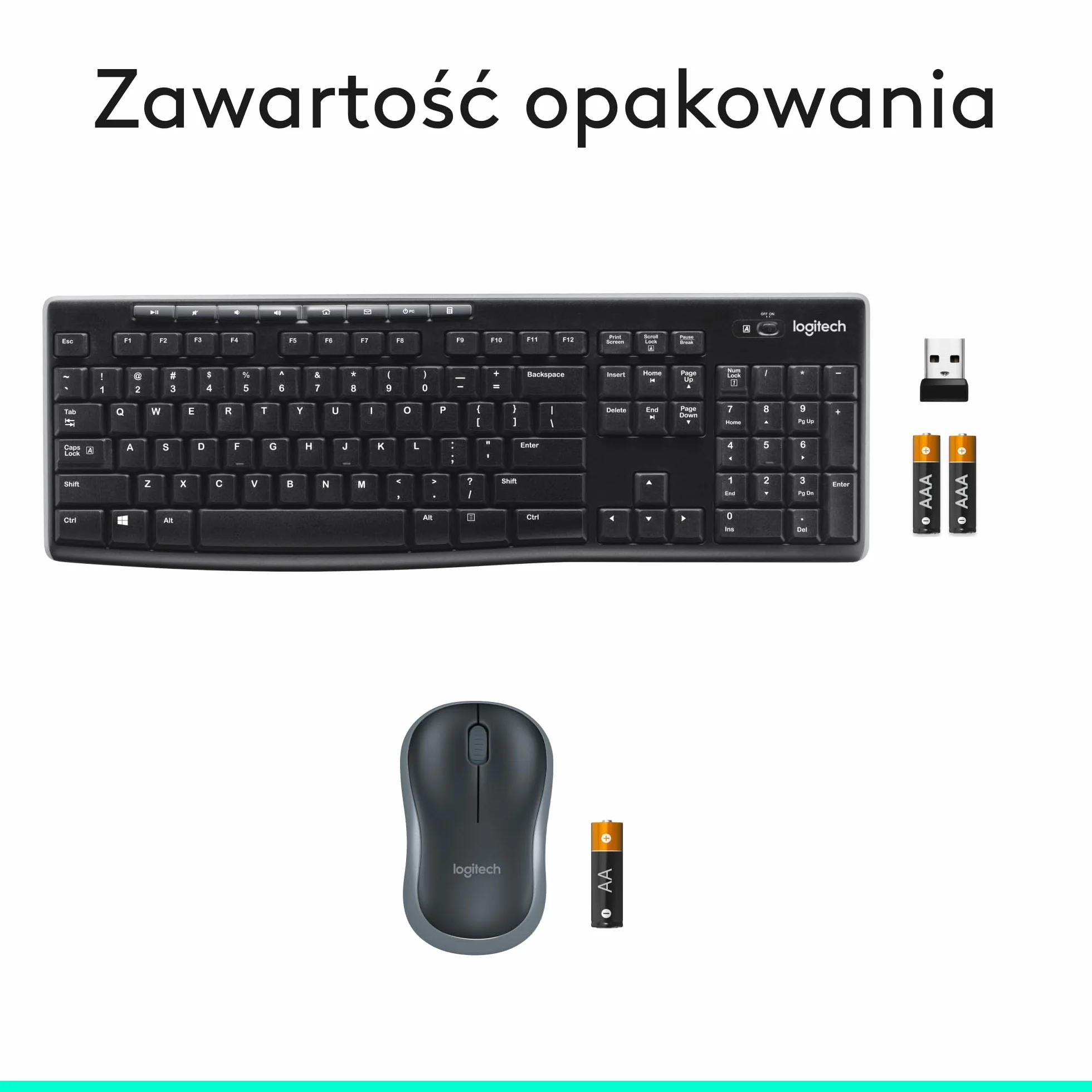 Logitech MK270 Bezprzewodowy Zestaw Klawiatura i Mysz dla Windows, 2,4 GHz, Kompaktowa Myszka, 8 multimedialnych klawiszy skrótowych, bateria 2 lata, dla PC, Laptop, QWERTY układ US Intl - Czarny