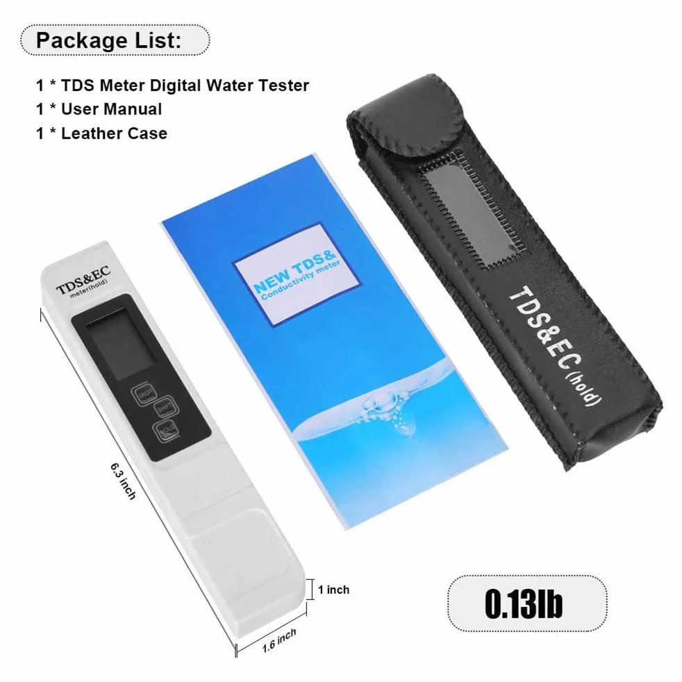 Tester 3 w 1 TDS Tester pH Test jakości wody w basenie, miernik przewodzenia, z wyświetlaczem LCD o wysokiej precyzji i automatycznej funkcji kalibracji