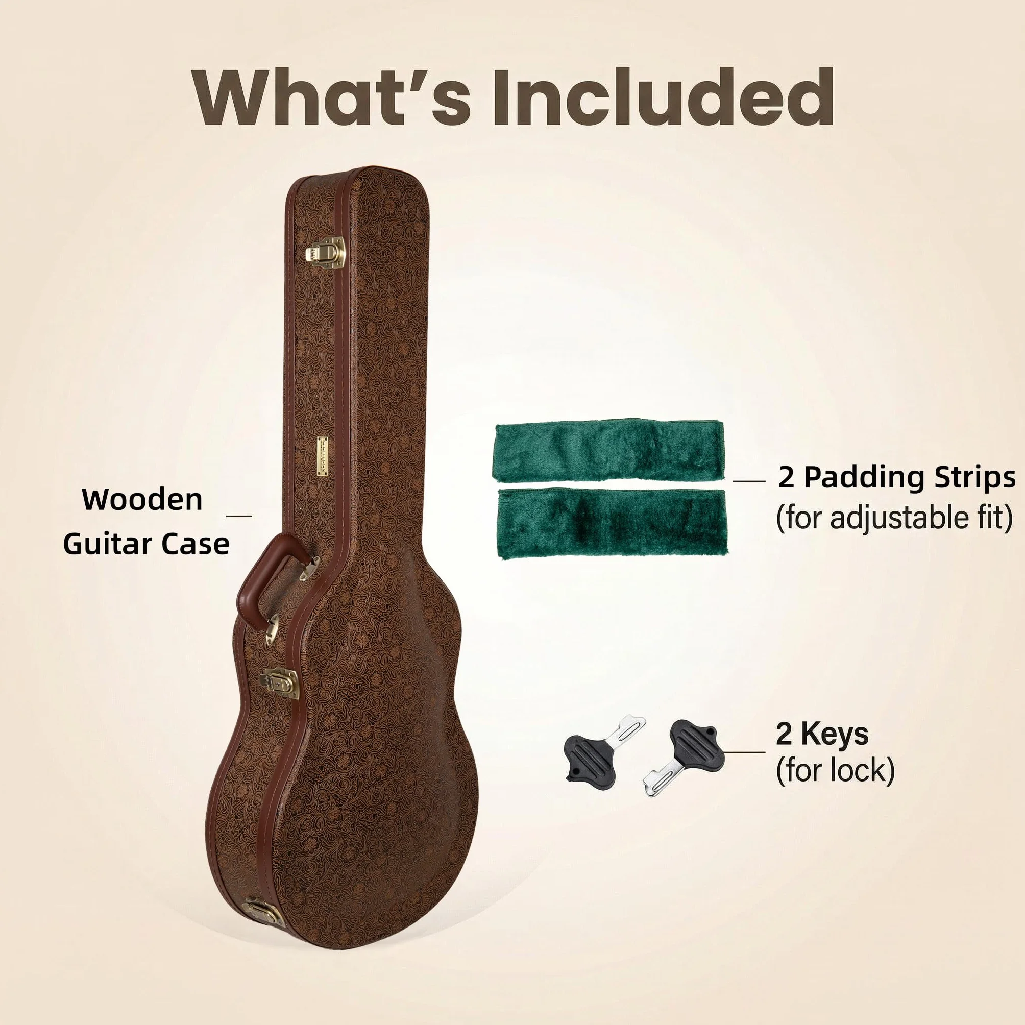 Crossrock Designer Seria Uniwersalna Drewniana Obudowa Do Gitar Gibson Acoustic J45 Martin Dreadnought Blossom Brown