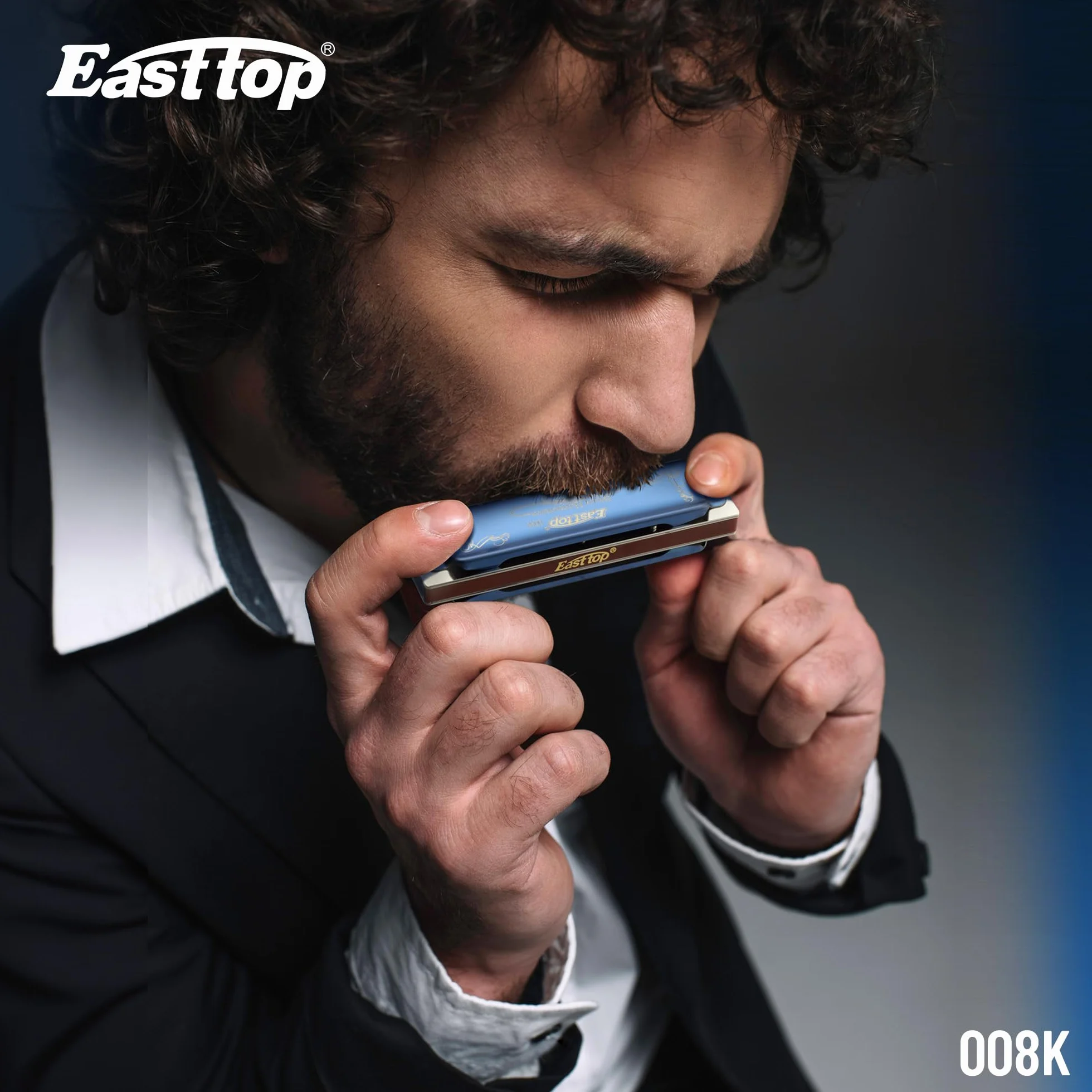 East Top 10 otworów 20 tonów diatoniczna harmonijka C klucz z niebieskim etui, standardowe harmonijki ustne dla profesjonalnych graczy, początkujących, studentów, dorosłych, dzieci, jako najlepszy