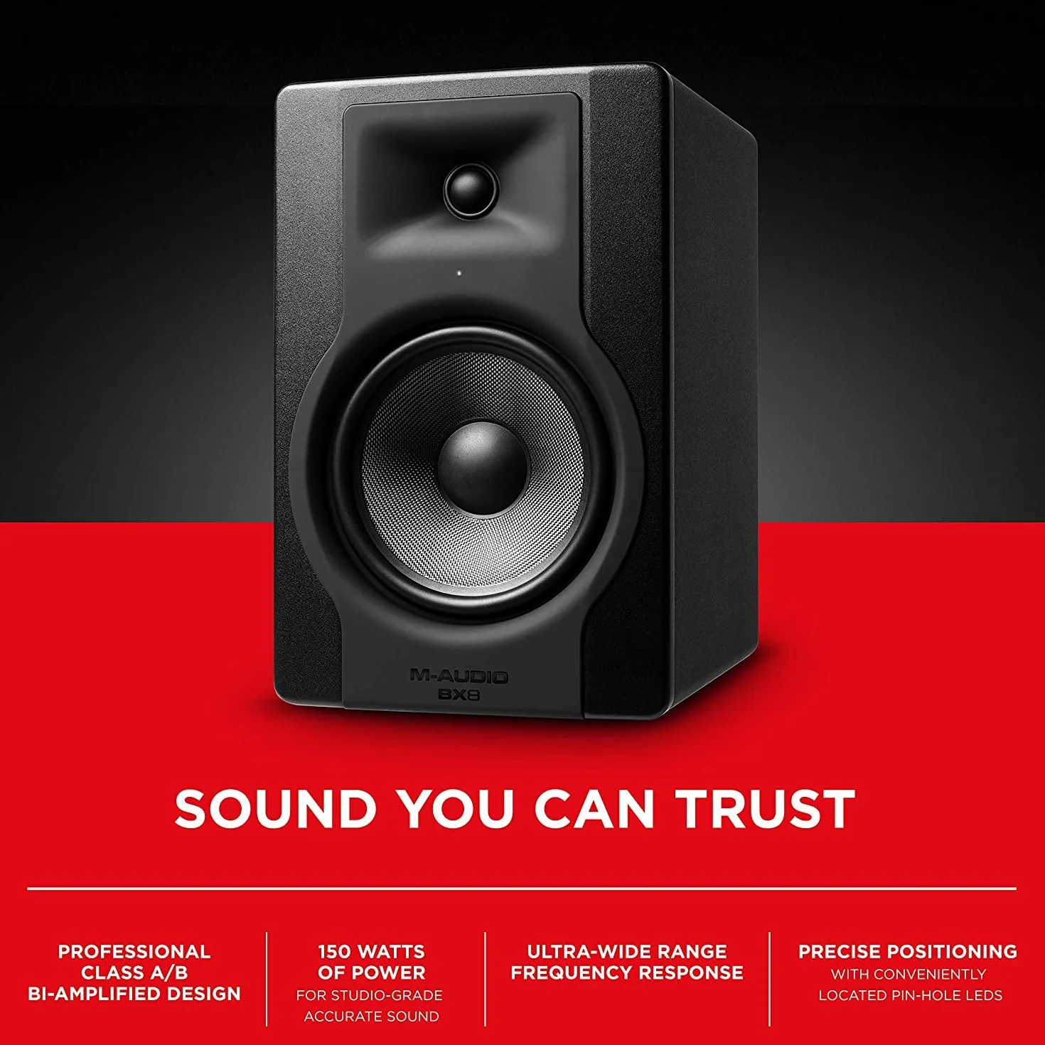 M-Audio BX8 D3 - Profesjonalny 2-drożny 8-calowy aktywny monitor studyjny do produkcji i miksowania z wbudowaną regulacją przestrzeni akustycznej