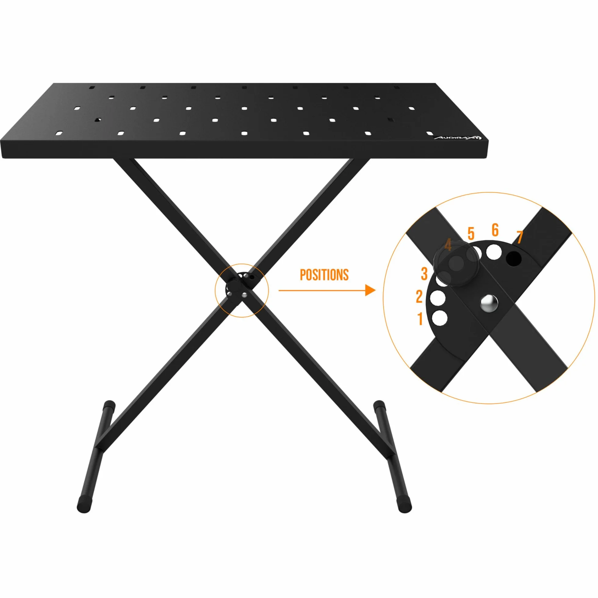 Audibax Onyx 200 Wielofunkcyjny stojak na fortepian lub klawiaturę, kontroler Midi, mikser DJ lub instrument perkusyjny - Stół do laptopów i syntezatory stojaków - Regulowana wysokość