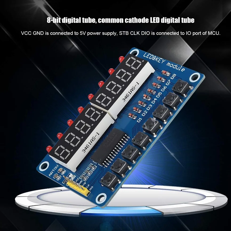 Tonysa 8-bitowy cyfrowy moduł wyświetlacza LED, TM1638, entuzjaści elektroniki, profesjonaliści, moduł wyświetlacza