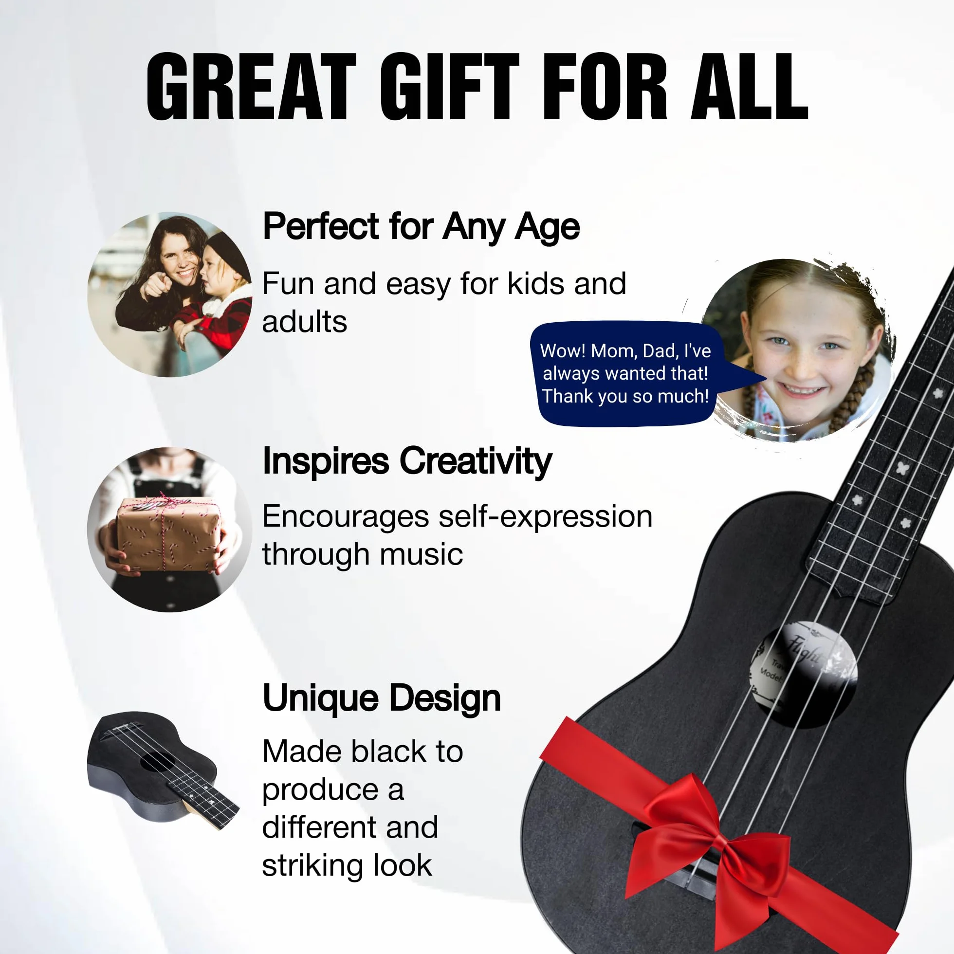 Flight, Travel Series ukulele sopranowe, czarne (TUS-35 BK)