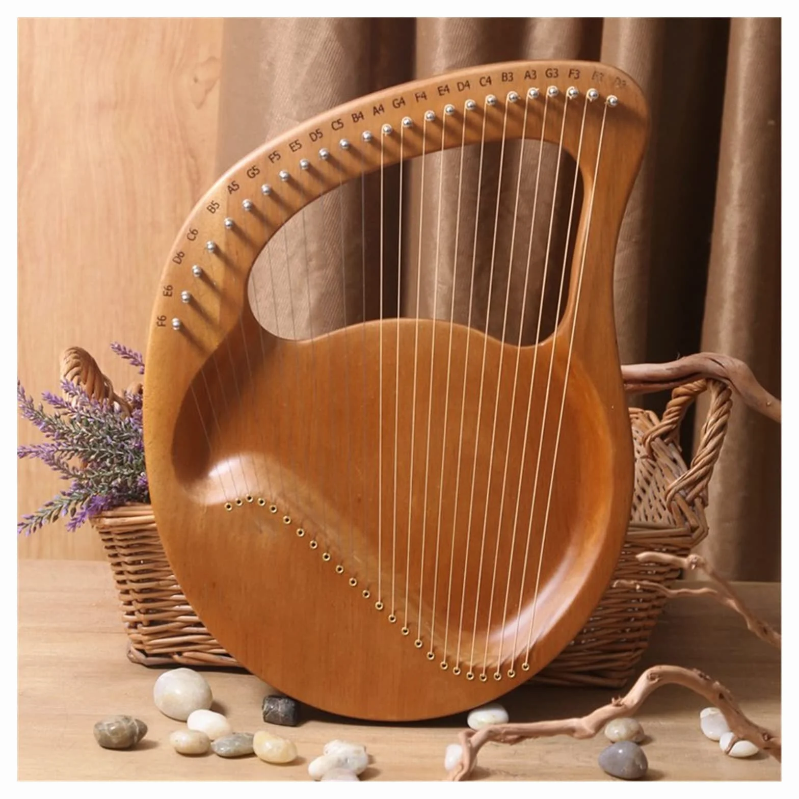 Lirowa harfa 24 Struny Lira Lira Harfa Drewniana Mahoniowa Harfa Muzyczny Instrument Dla Początkujących (Color : 3/4)