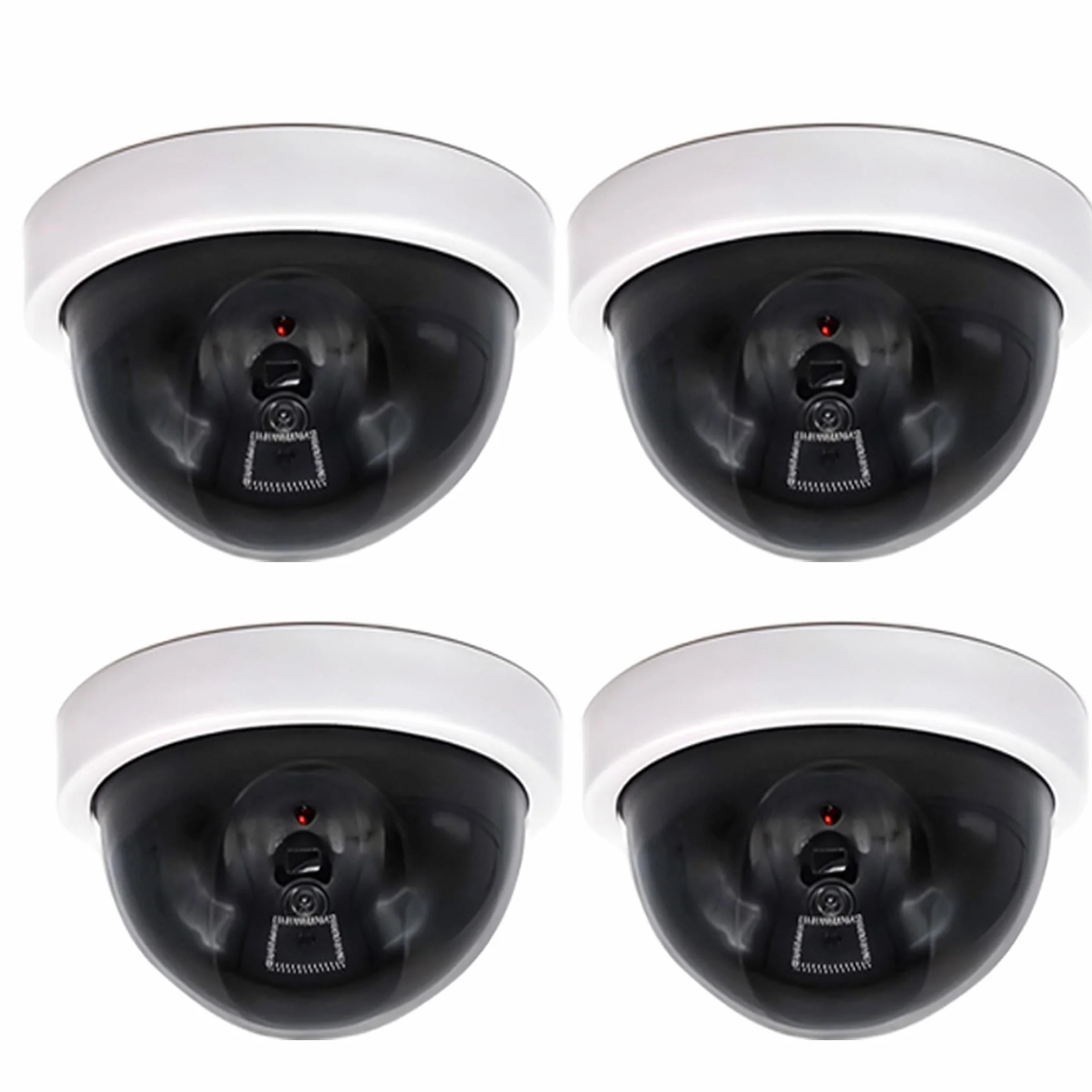 Trimming Shop 4-pak kopułkowych kamer CCTV z realistycznym migającym światłem LED, fałszywe kamery CCTV do użytku na zewnątrz / wewnątrz, niefunkcjonalny nadzór do domu, biura, sklepu, biały