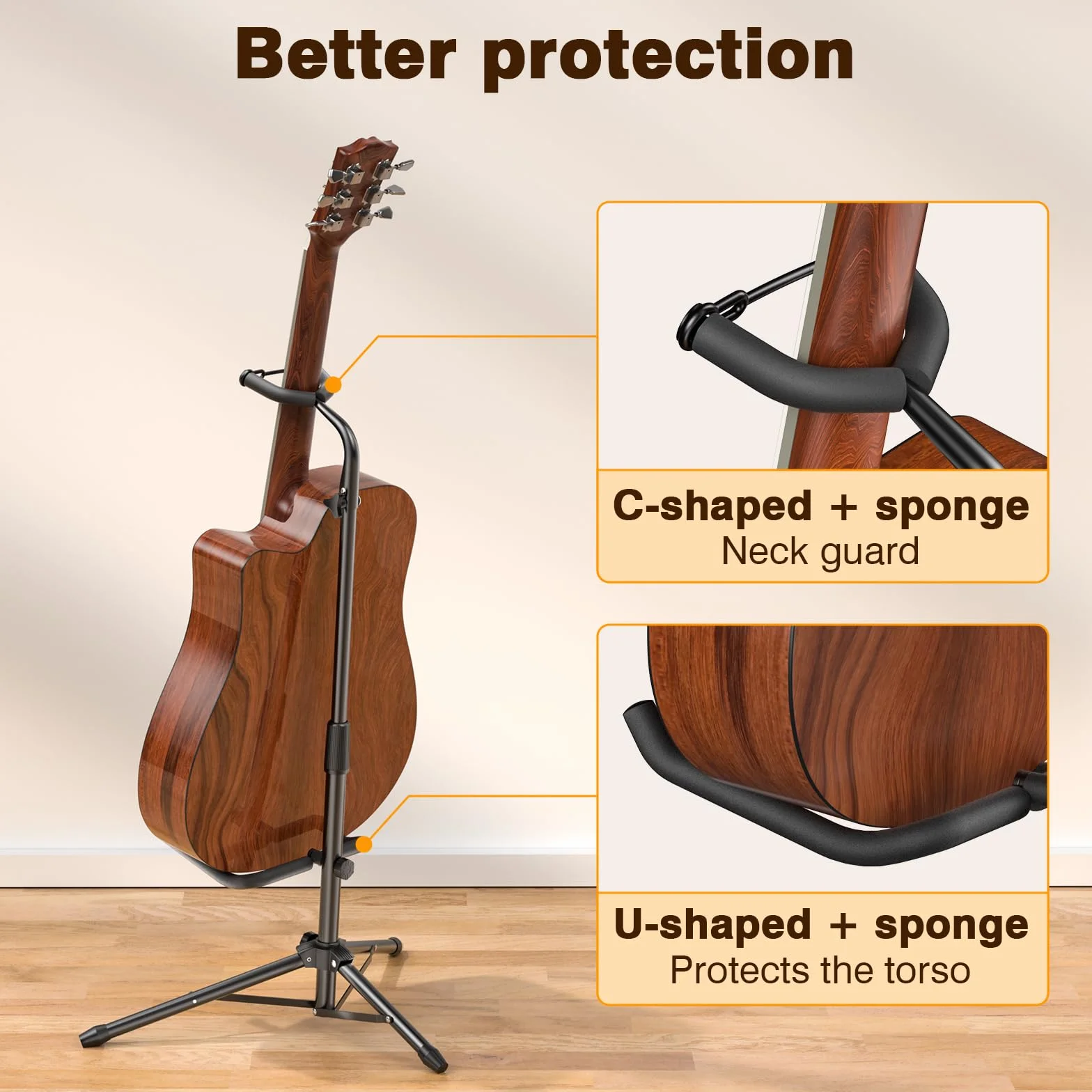 New bee Stojak na gitarę składany stojak gitarowy, stabilny i wytrzymały do gitar elektrycznych, klasyczna akustyka
