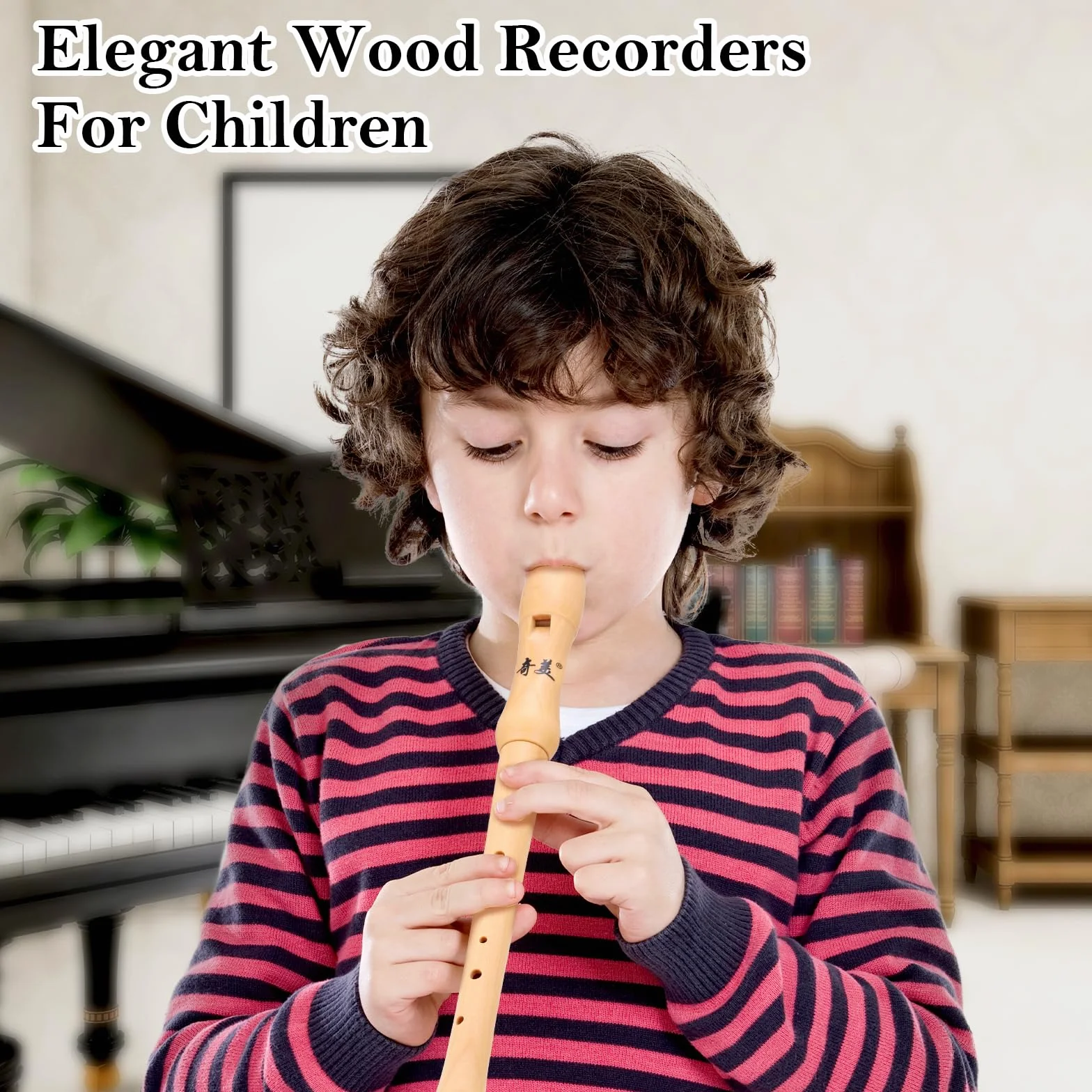 Fentar Drewniany rejestrator, instrument sopranowy, niemiecki palec, rejestrator dla dzieci, dorosłych, początkujących, 2-częściowy design, znakomity 8-otworowy zestaw rejestratorów z pudełkiem do