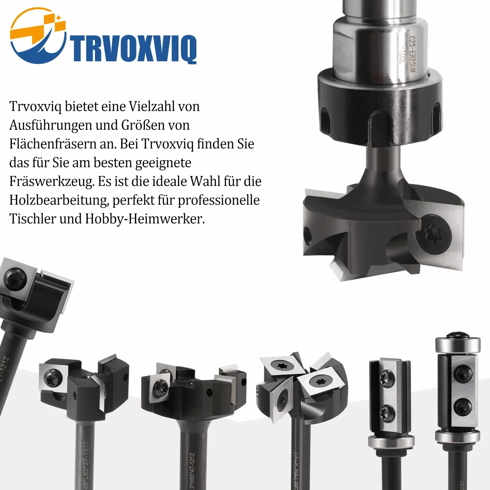 Frez czołowy 8 mm, trzonek 2, 2 flety, średnica 38,1 mm, frez do strugania górnowrzecionowego z 10 płytkami obrotowymi (12 x 12 x 2,2 mm), spoilboard, frez trzpieniowy, frez do spłaszczania