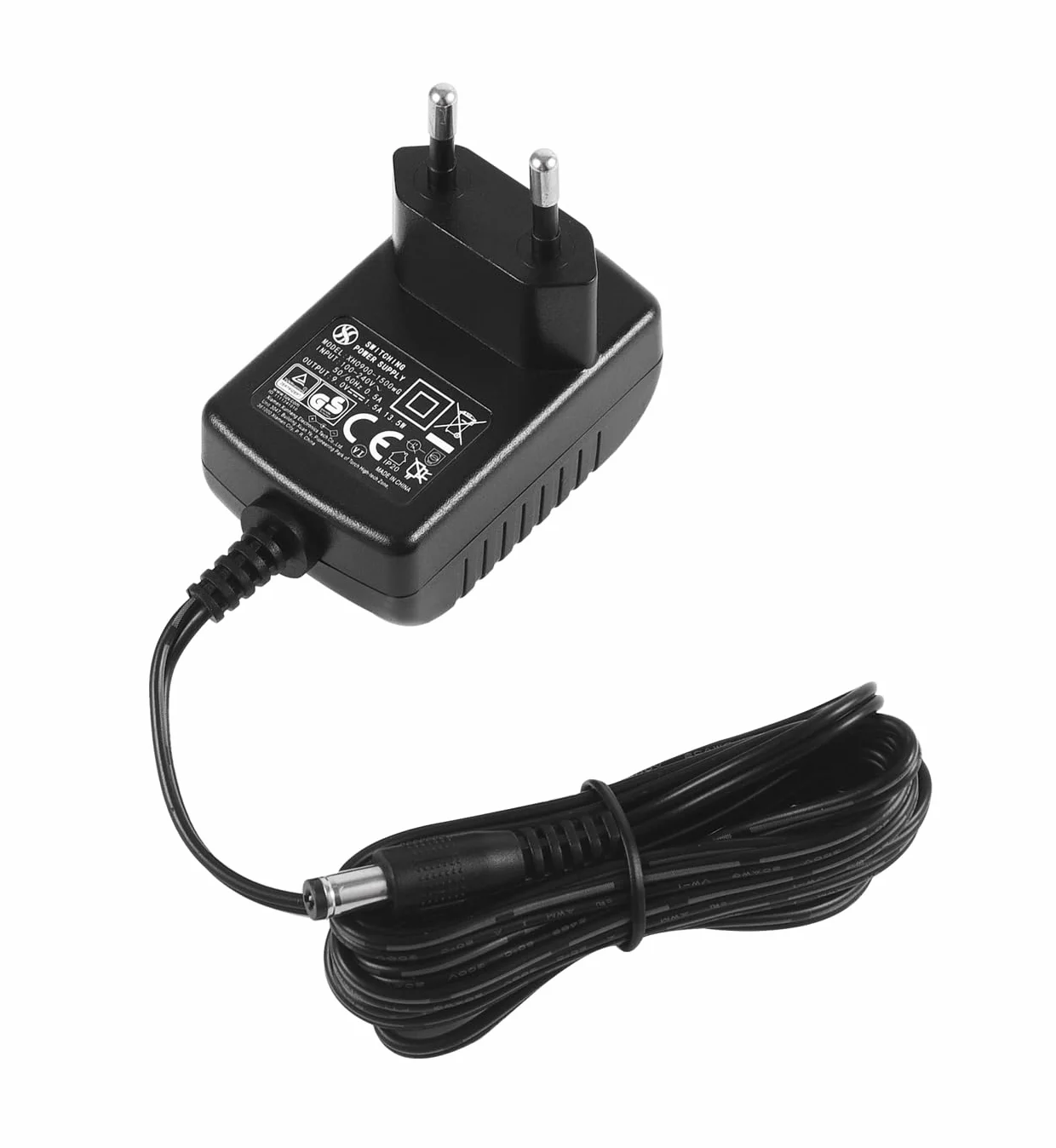 gitarowy 9 V 1,5 A DC adapter zasilający, z 5 przewodami Daisy Chain, do pedałów efektów gitarowych, centralnego negatywu