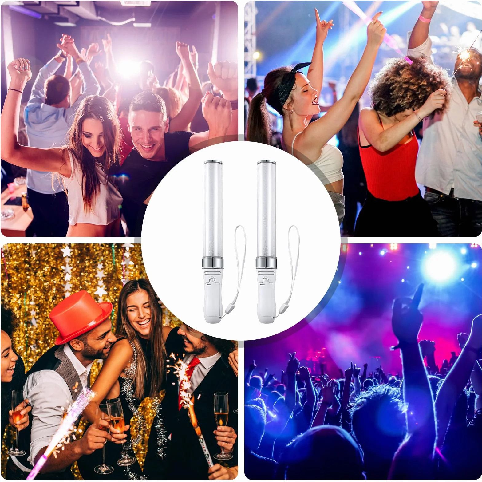 Vegena Pręty świetlne LED, 2 sztuki, z włókna szklanego, akcesoria imprezowe, 24 kolory, przełączane, świecące pręty LED, koncert, wesele, kolorowe na Boże Narodzenie, imprezę, koncert, wesele