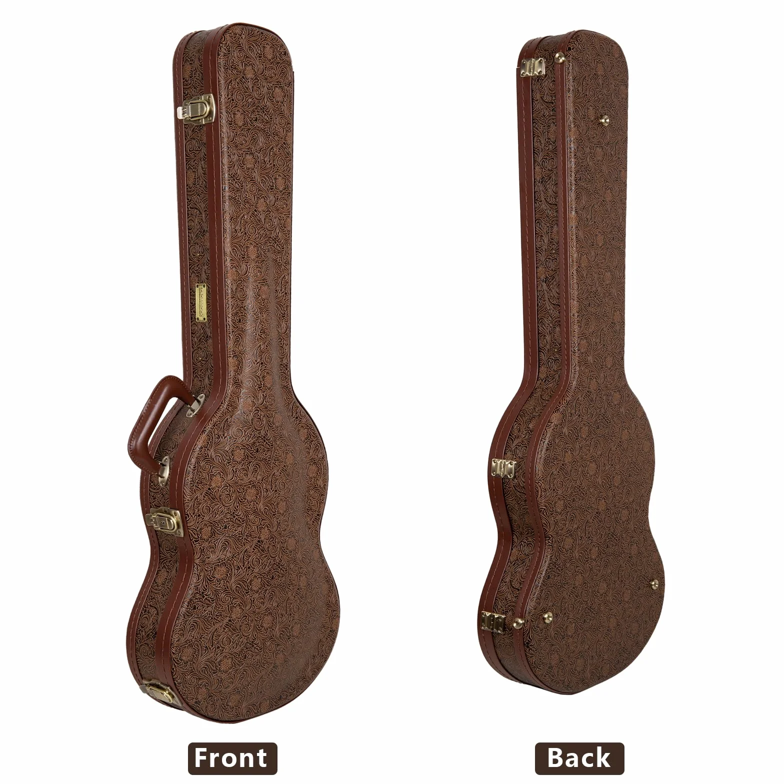 Crossrock drewniany futerał do gitary elektrycznej Gibson SG – Blossom Brown (ekoskóra), bordowa welurowa wyściółka, zamek – Designer Series CRW530SGBQ