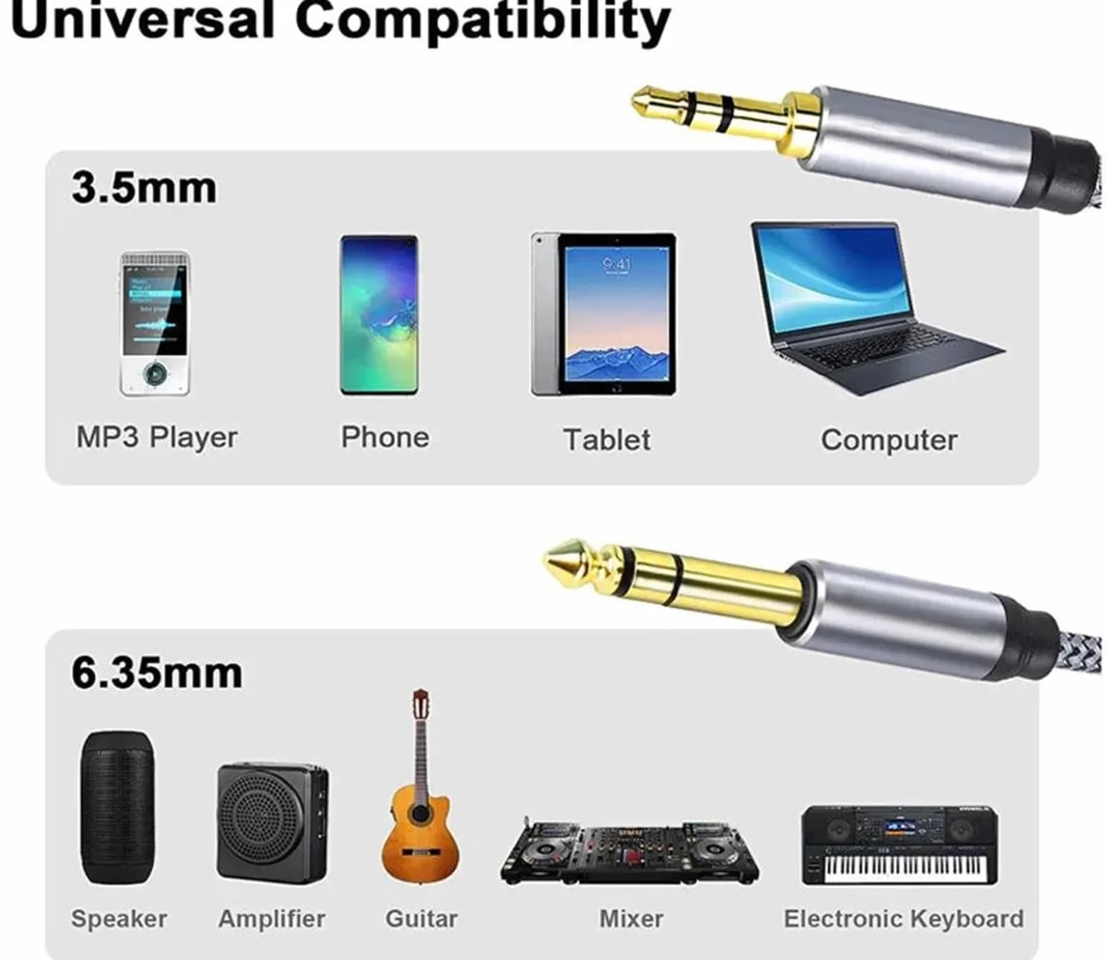 Kabel instrumentowy Przewód Adaptera Jack 6,5 Mm Do 3,5 Mm Do Głośnika Wzmacniacza Gitarowego Przewodu TRS Przewodu Jack 3,5 Mm Do 6,5 Mm(12m)