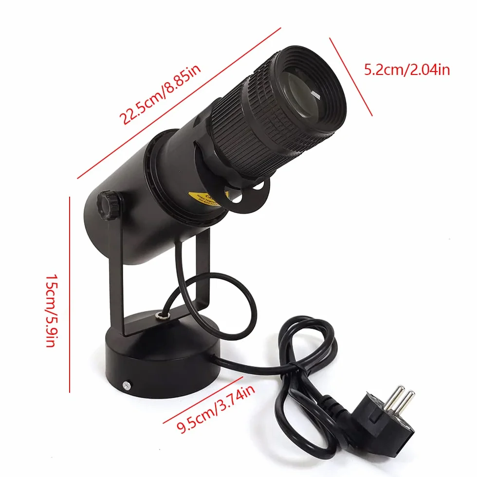 Reflektor punktowy do kuli dyskotekowej, 15 W, 5500 K, 4 przysłony, regulowana przysłona, kąt wiązki światła LED, efekt DJ-a, 8 m