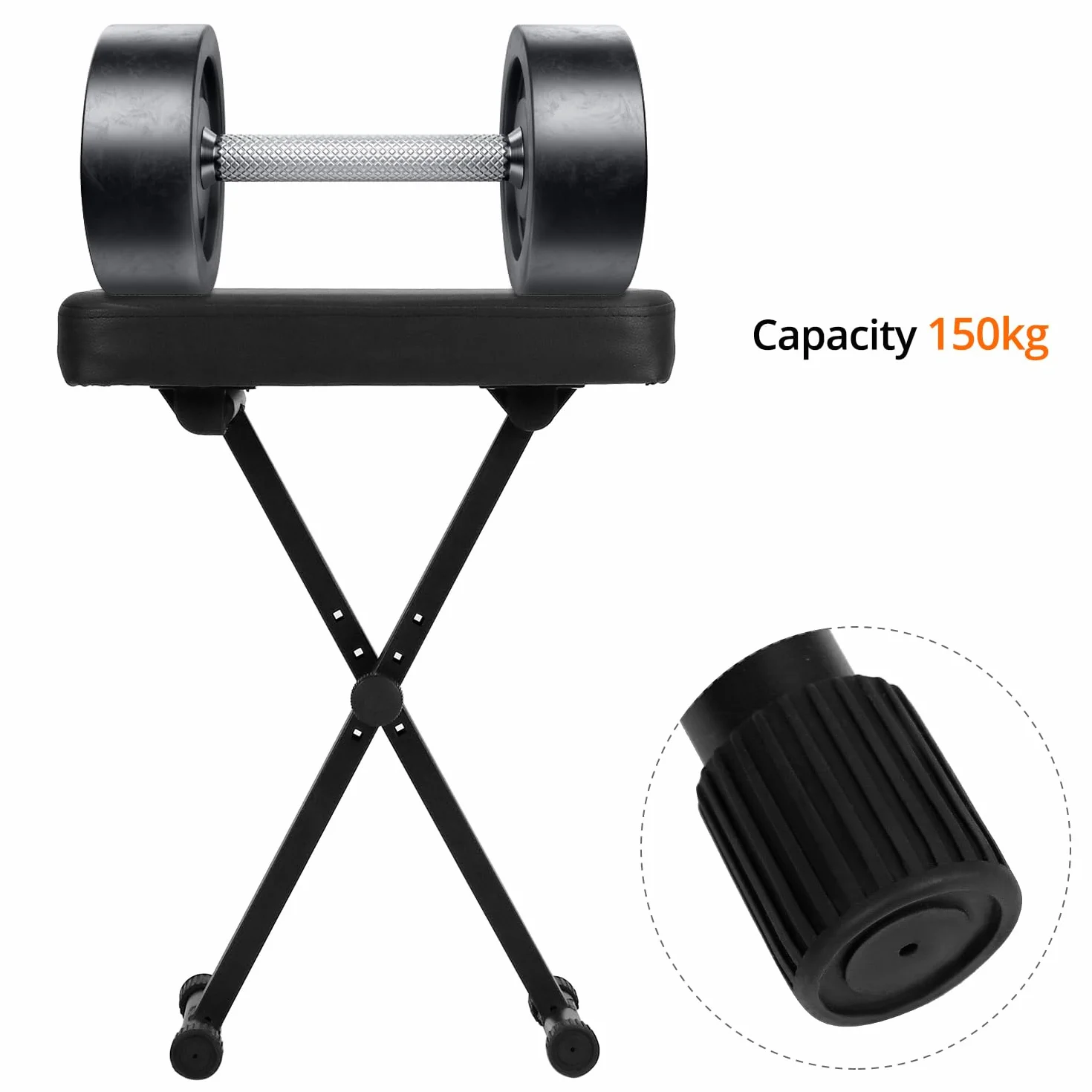 QWORK Regulowany stołek na pianino, składany z wyściółką 6 cm, regulacja wysokości 40-50 cm