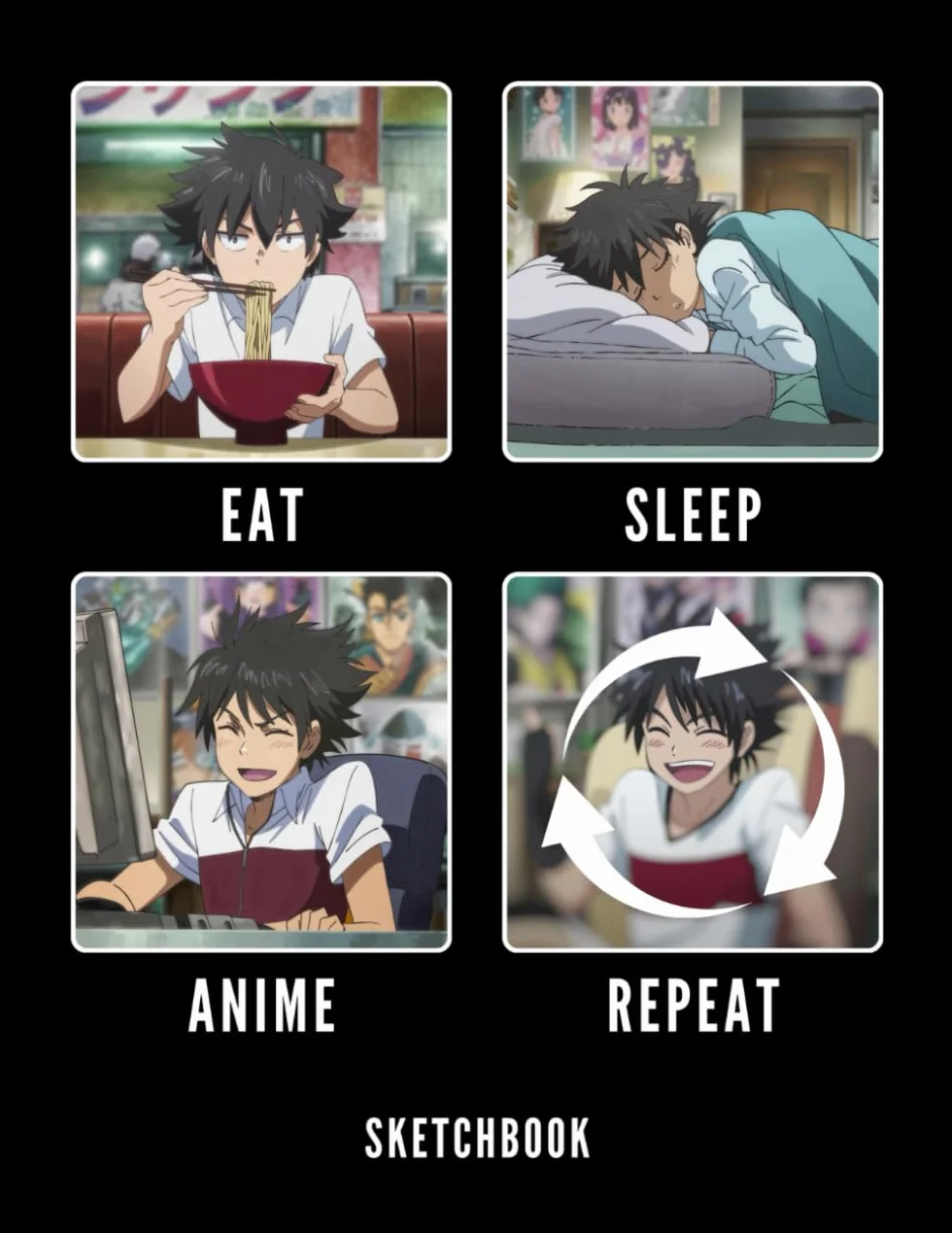 Eat Sleep Anime Repeat Sketchbook: A Cute Blank Pages Notebook for Drawing and Sketching Journal